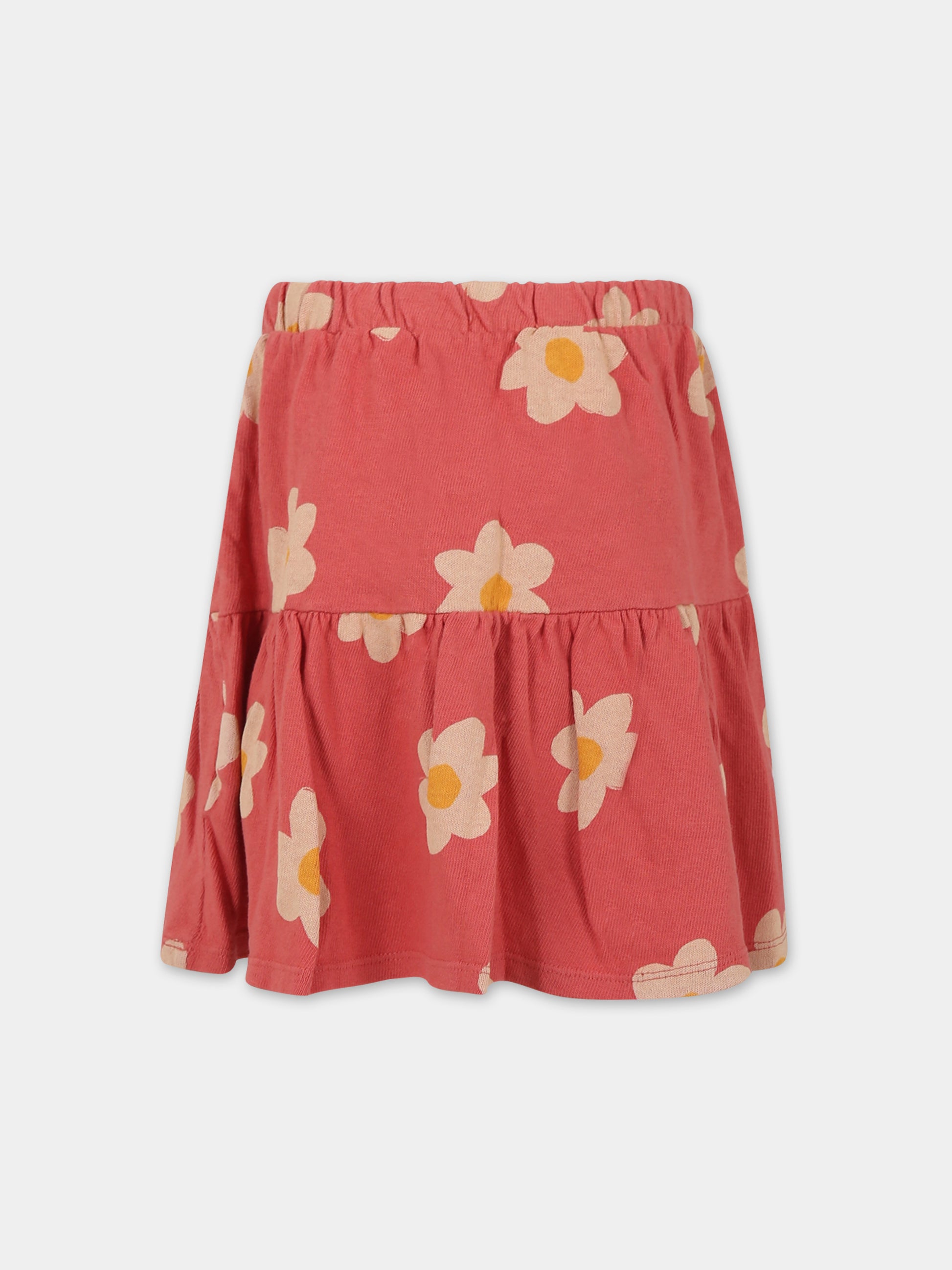 Gonna rosa per bambina con stampa fiori,Bobo Choses,223AC097