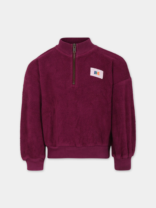Felpa bordeaux per bambina con logo,Bobo Choses,223AC048