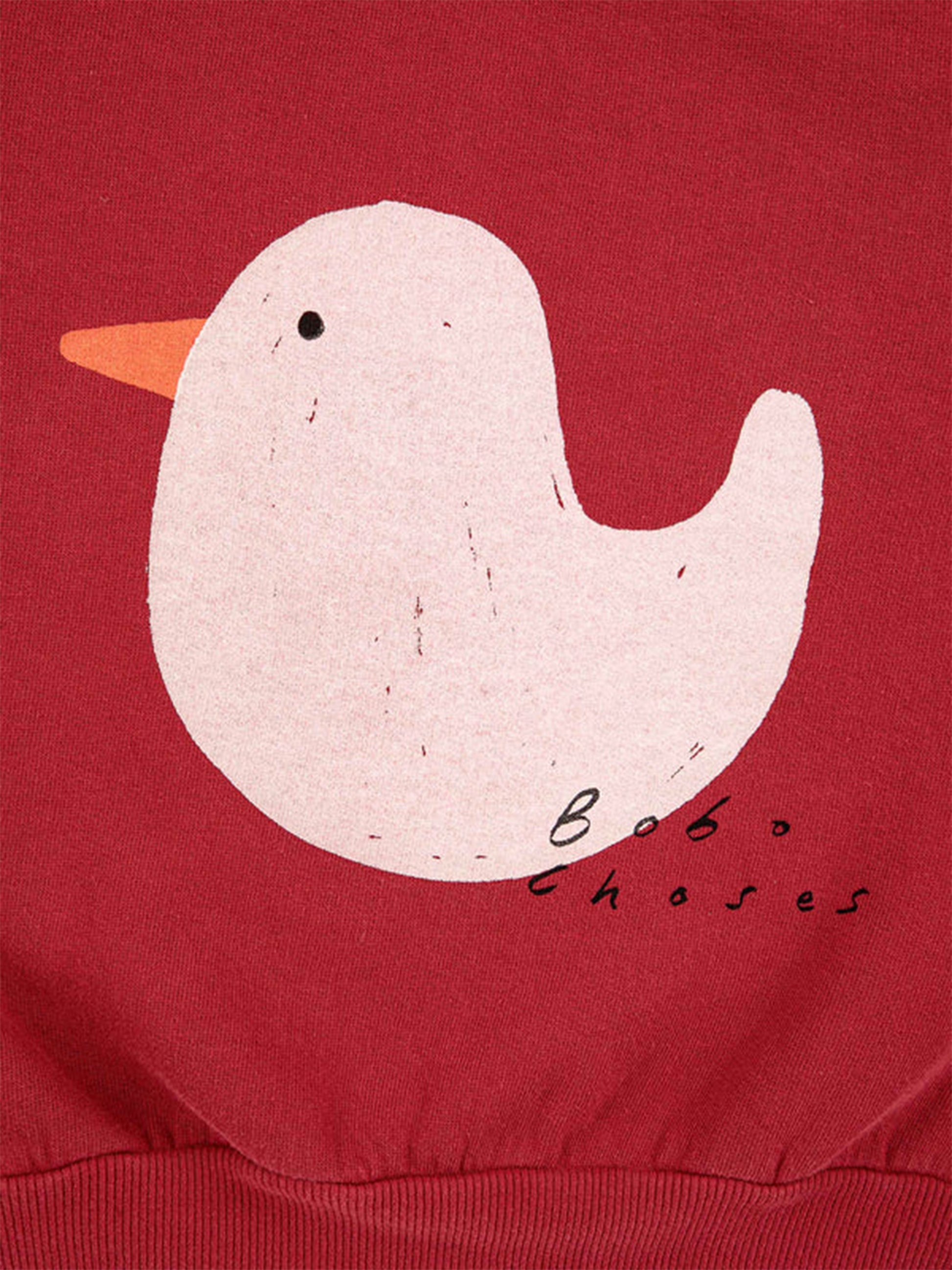Felpa bordeaux per bambini con stampa papera e logo,Bobo Choses,223AC031