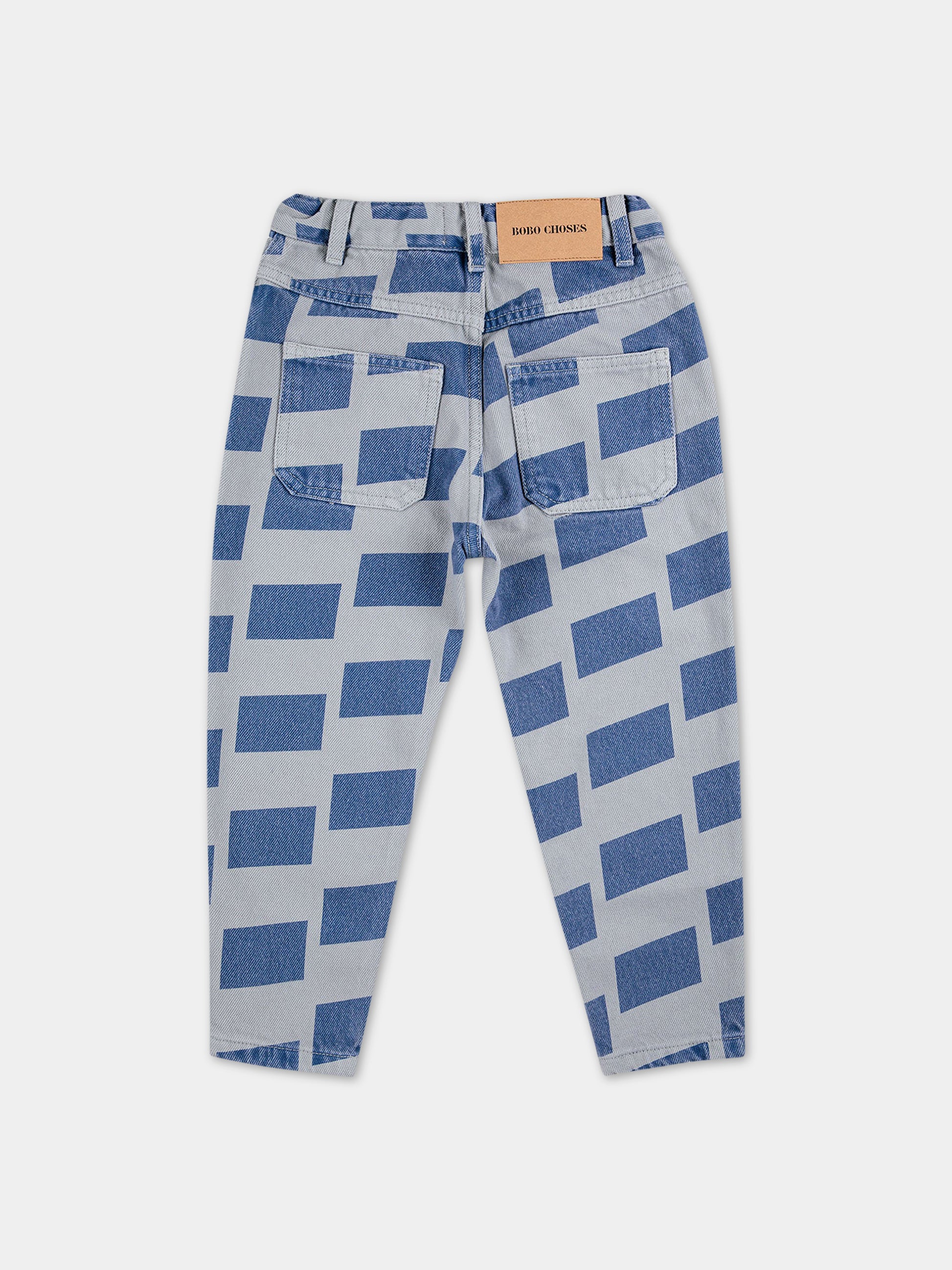 Jeans per bambini con stampa quadrati all-over,Bobo Choses,223AC084