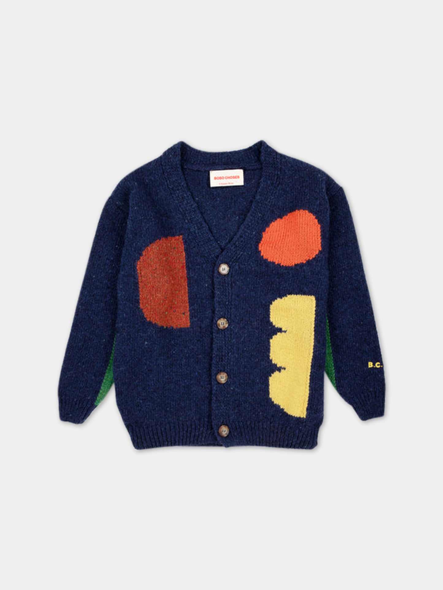 Cardigan blu per bambini con forme geometriche,Bobo Choses,223AC121