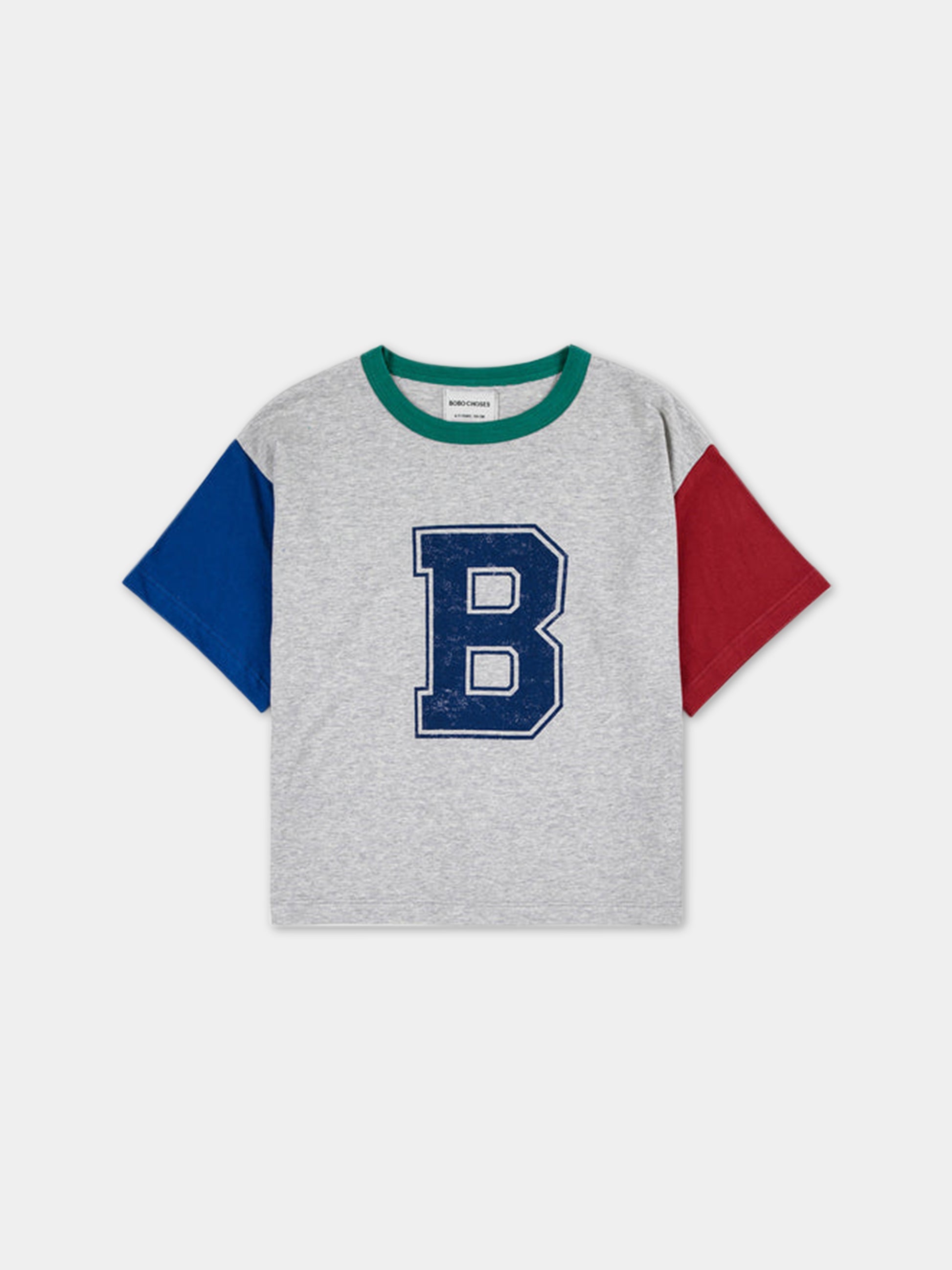 T-shirt grigia per bambini con stampa,Bobo Choses,223AC002