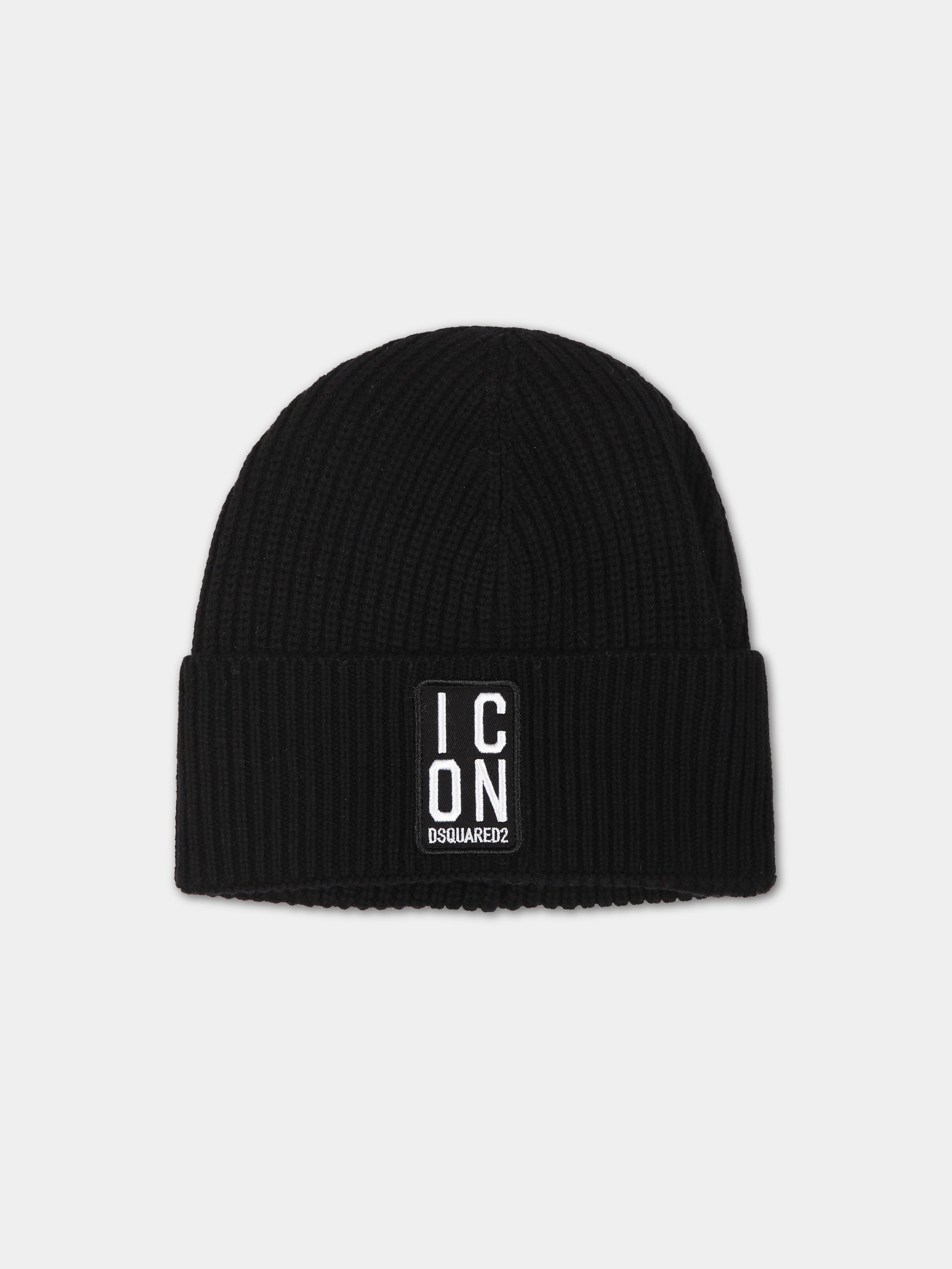 Berretto nero per bambino con logo,Dsquared2,DQ2025 D00WC DQ900