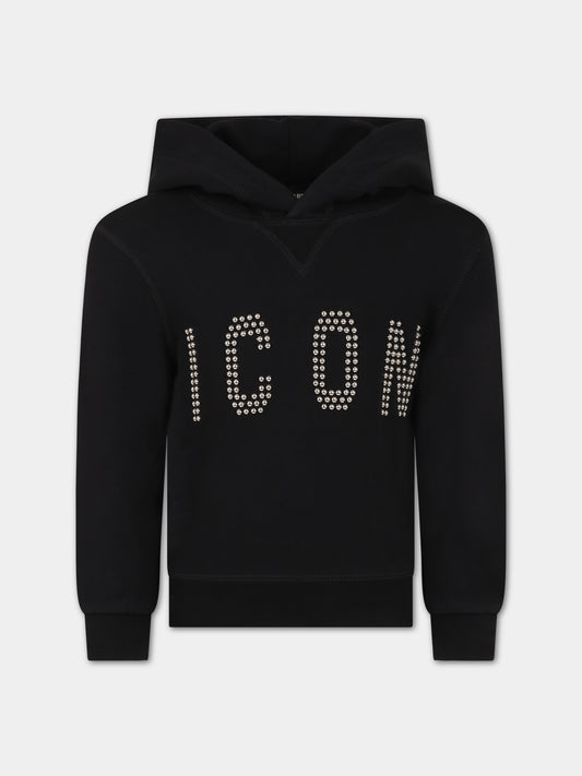 Felpa nera per bambino con scritta,Dsquared2,DQ2030 D0A22 DQ900