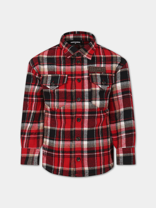Camicia rossa per bambino con logo,Dsquared2,DQ1908 D0A5G DQ452