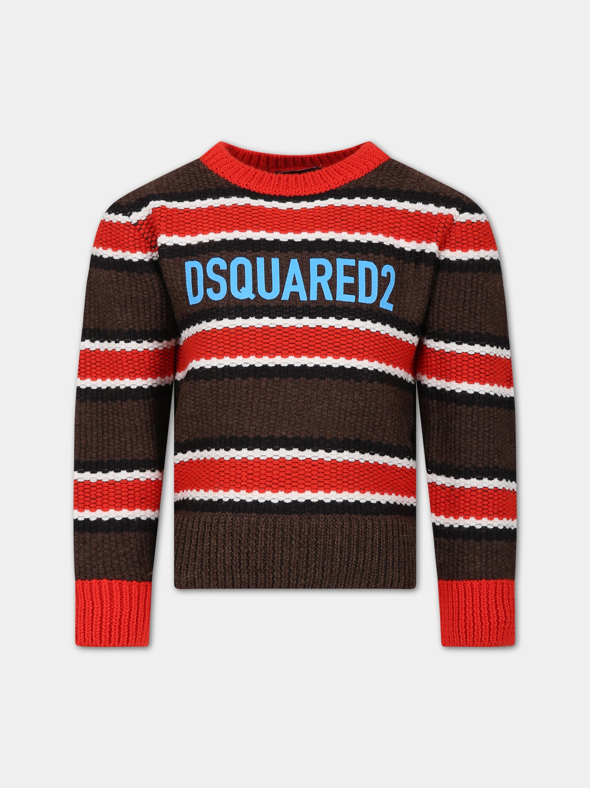 Maglione marrone per bambino con logo,Dsquared2,DQ1939 D0A57 DQ770