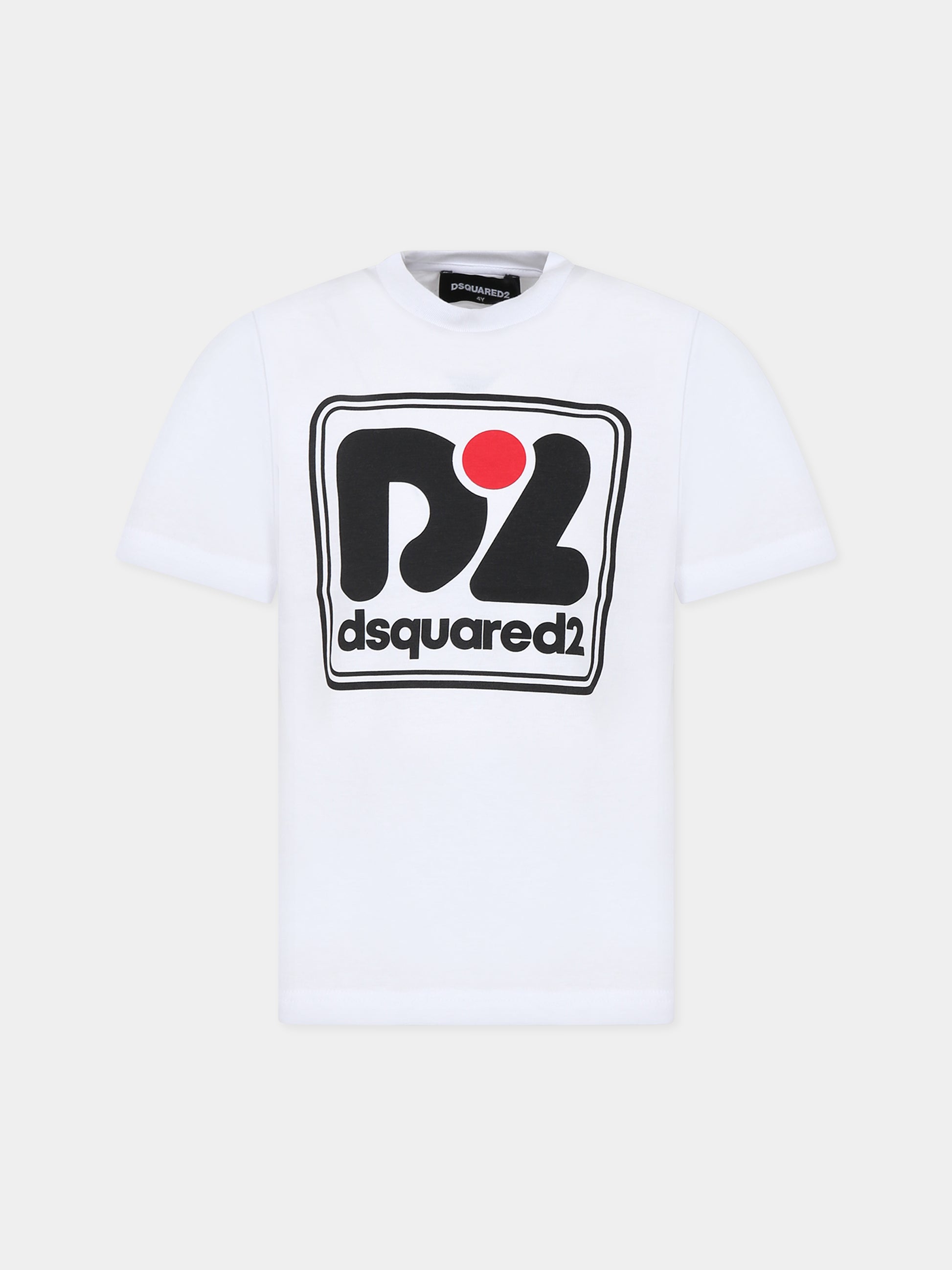 T-shirt bianca per bambino con logo,Dsquared2,DQ1977 D004G DQ100