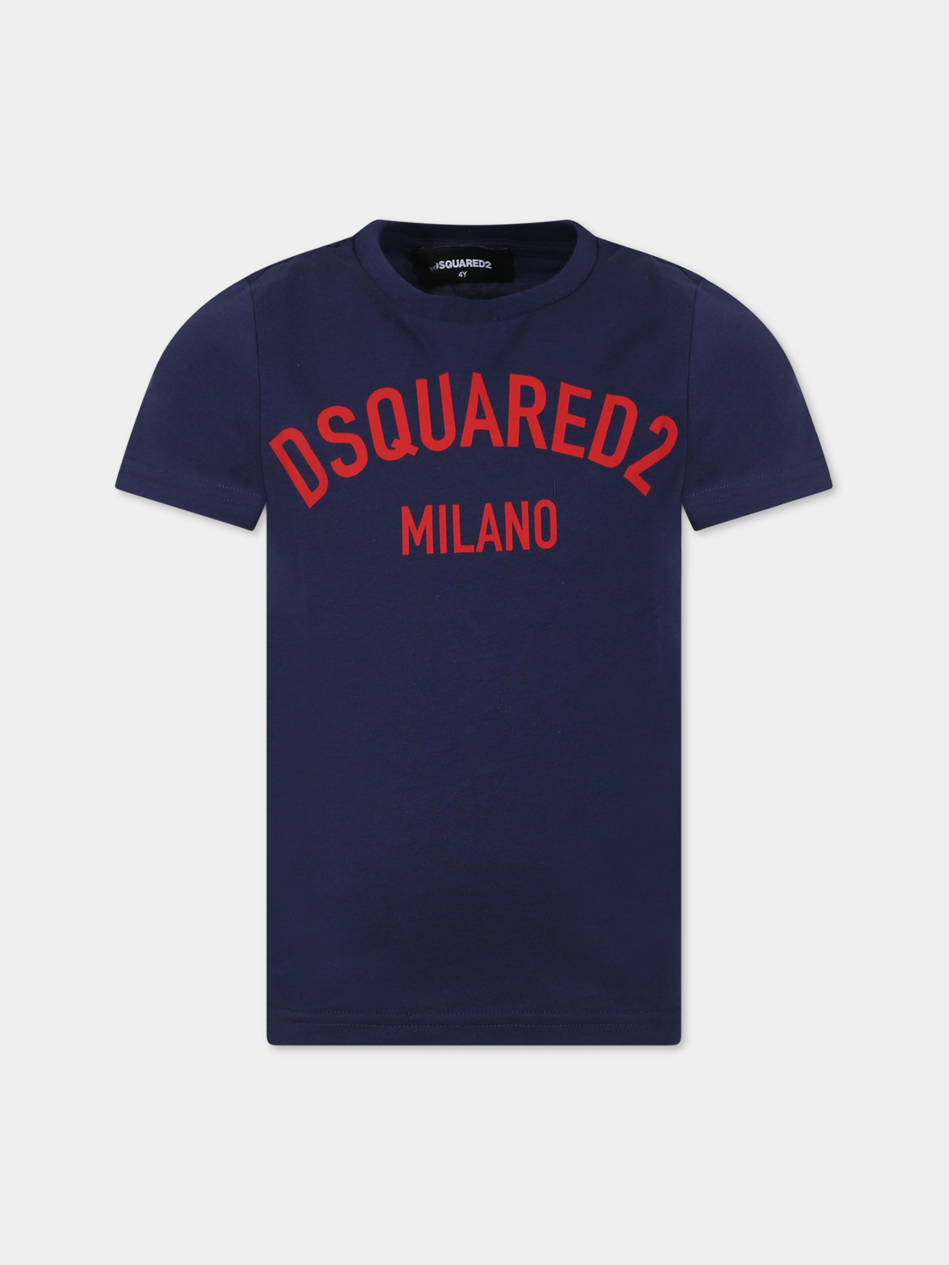 T-shirt blu per bambino con logo,Dsquared2,DQ1983 D00MV DQ875