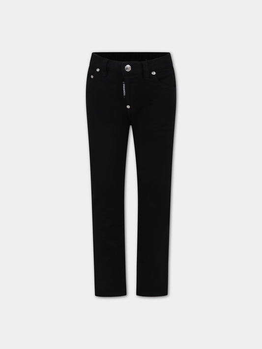 Jeans neri per bambino con patch logato,Dsquared2,DQ2060 D0A4E DQ900