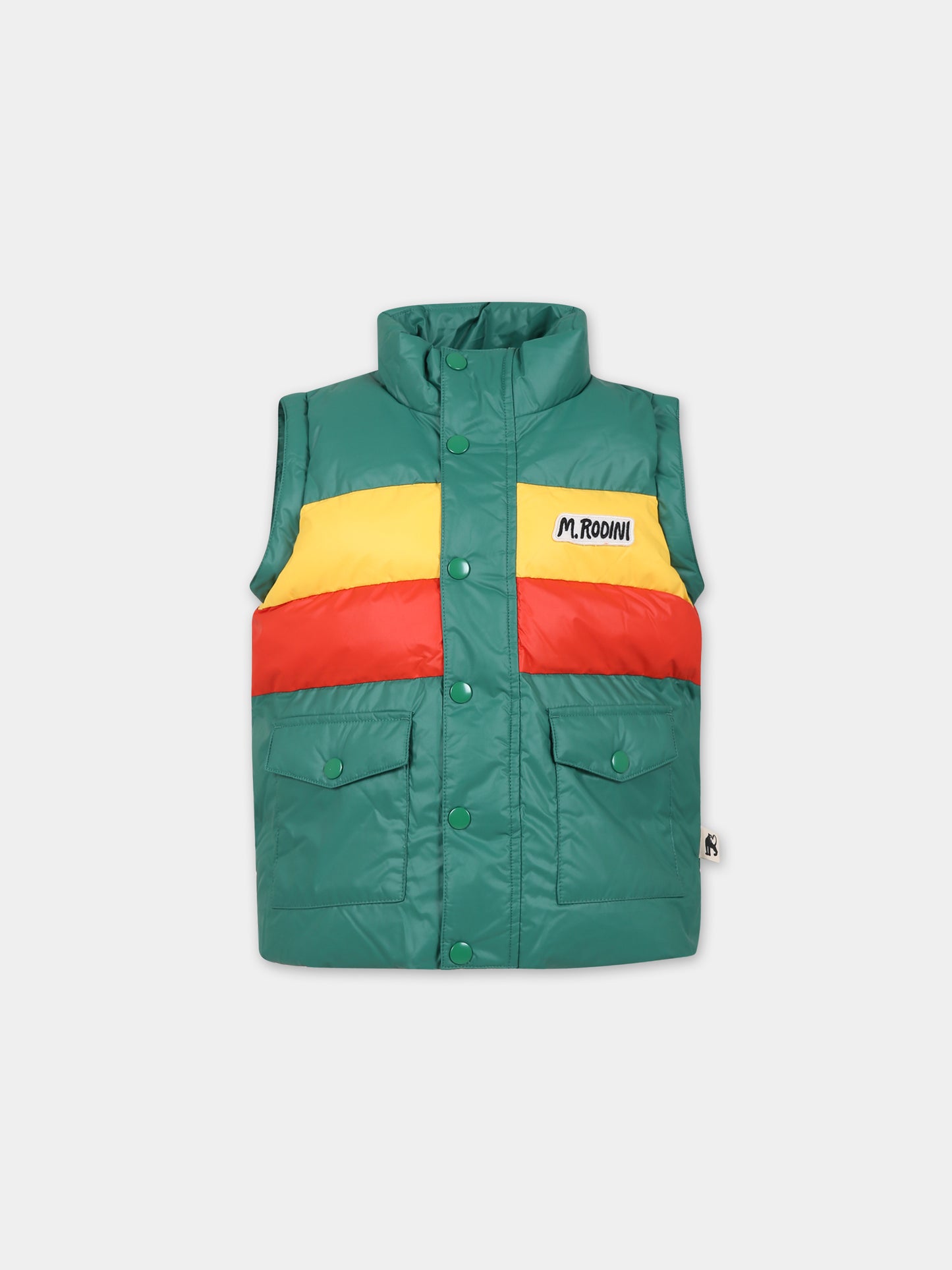 Piumino verde per bambino con logo,Mini Rodini,2371010375