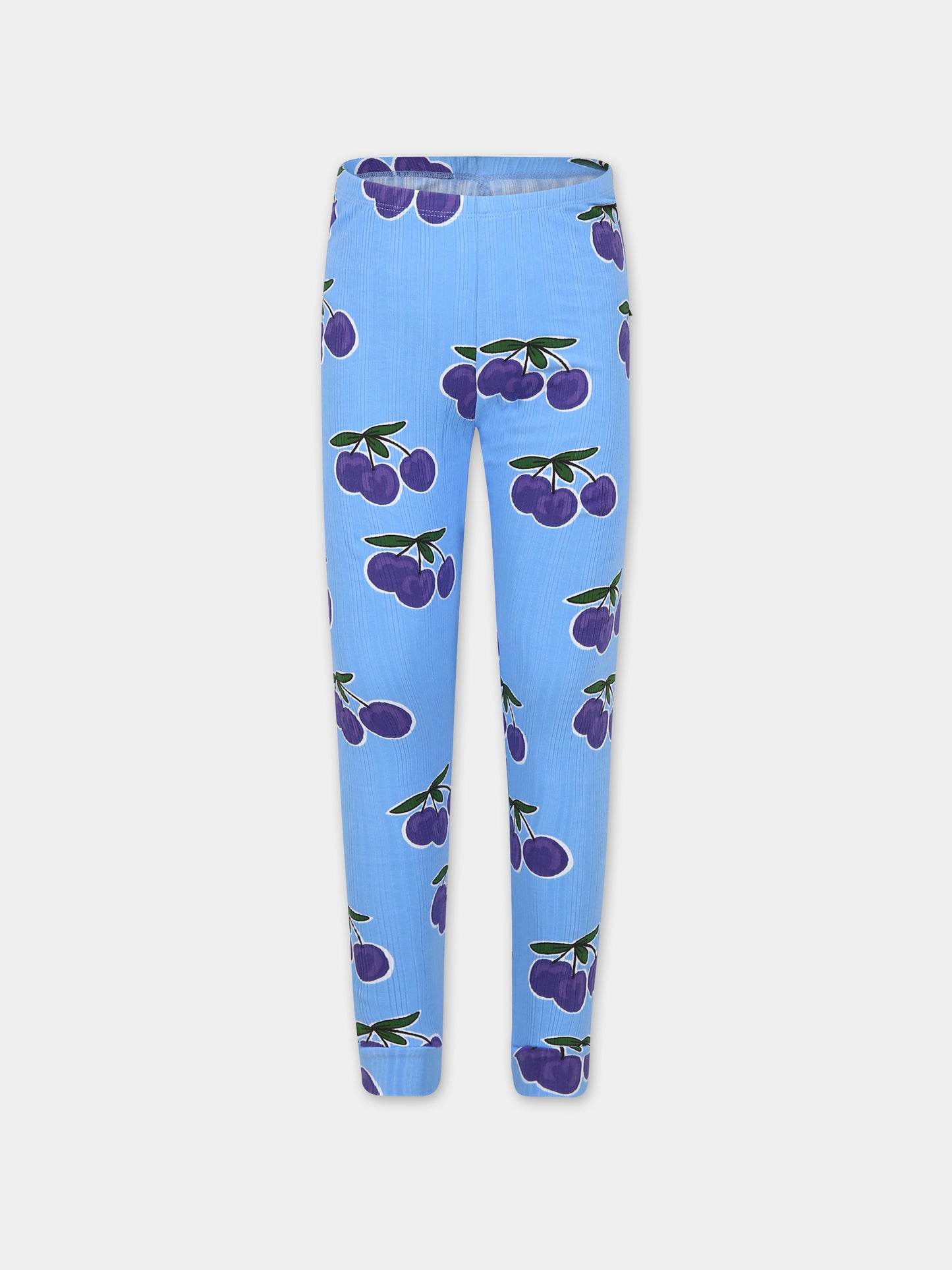 Leggings azzurri per bambina con stampa prugne,Mini Rodini,2373014960