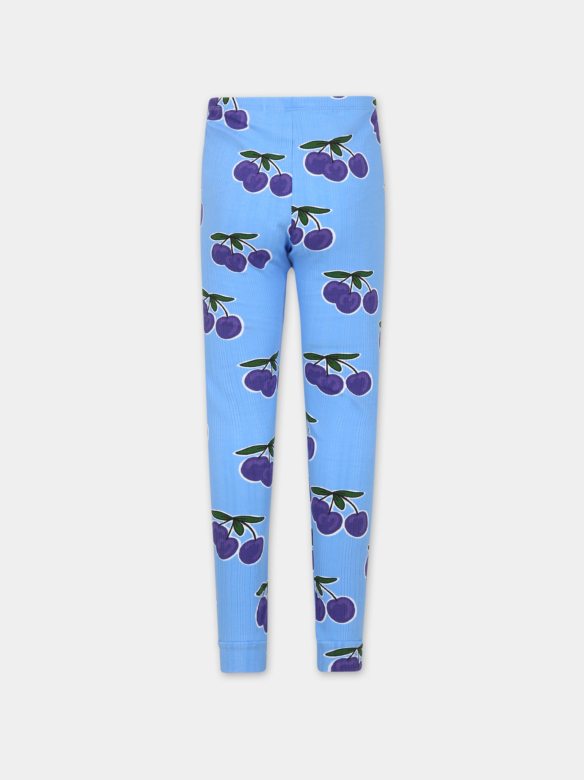 Leggings azzurri per bambina con stampa prugne,Mini Rodini,2373014960