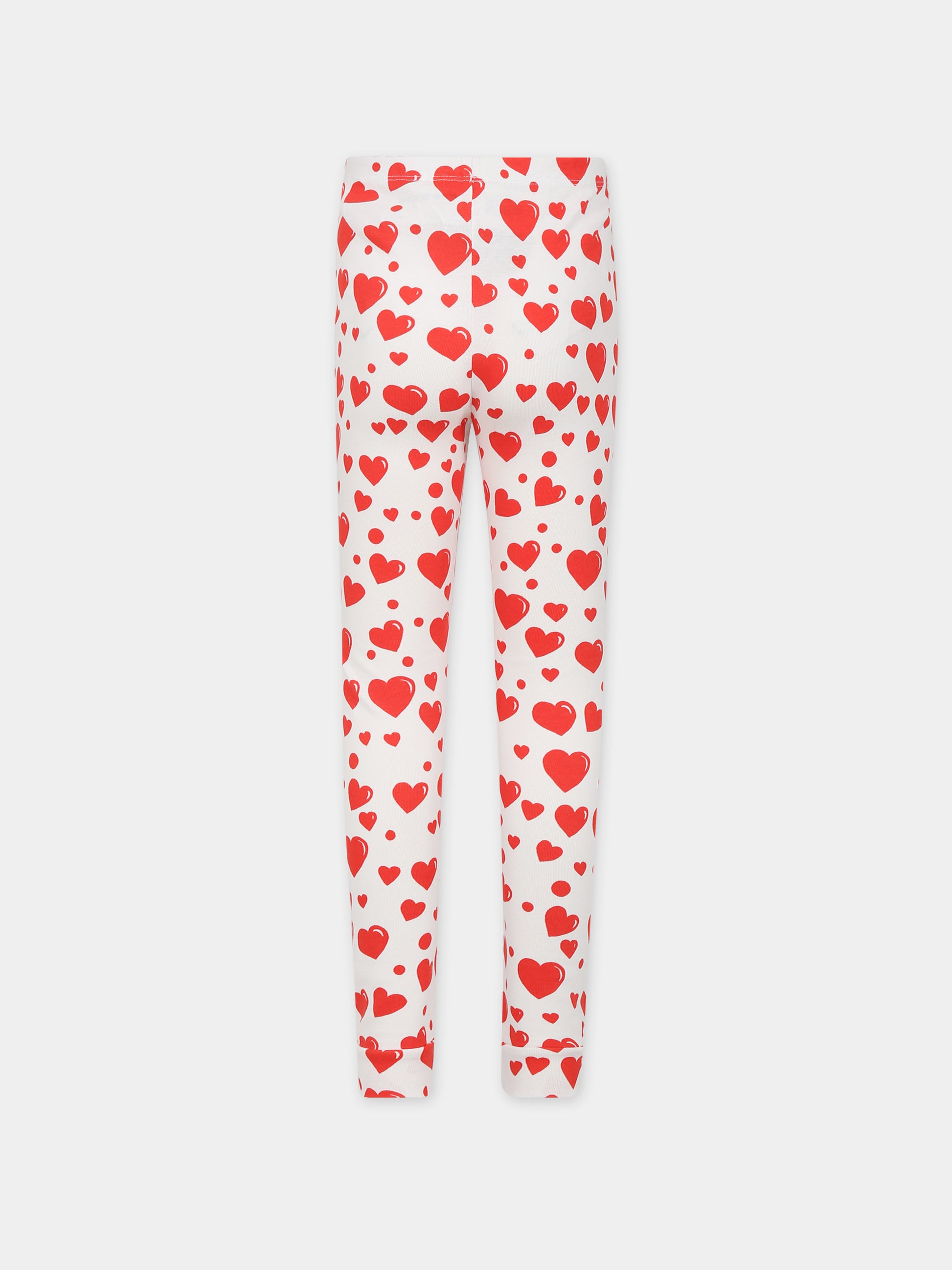 Leggings bianchi per bambina con stampa cuori,Mini Rodini,2373016000