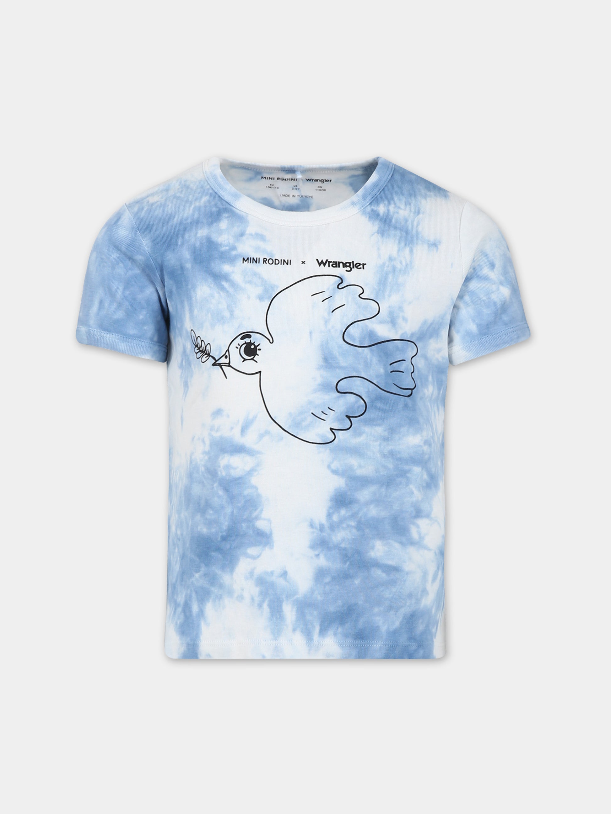 T-shirt celeste per bambini con colomba della pace,Mini Rodini,2382010160