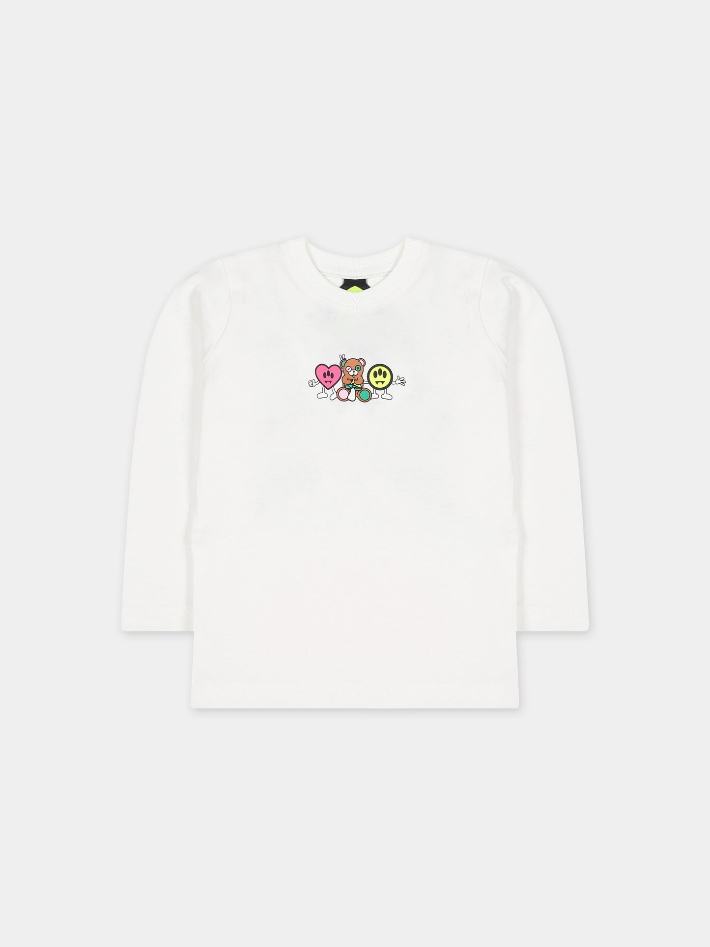 T-shirt bianca per neonata con orso e smile,Barrow,F3BKNGTH118 002