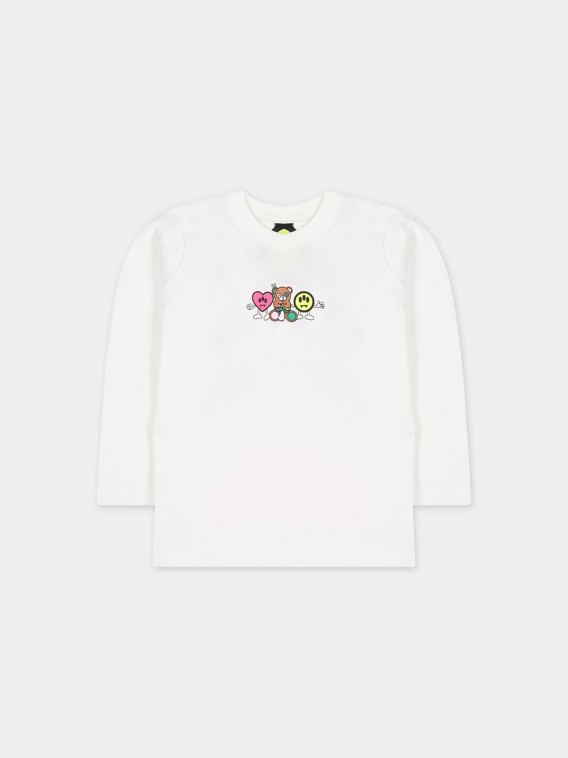 T-shirt bianca per neonata con orso e smile,Barrow,F3BKNGTH118 002