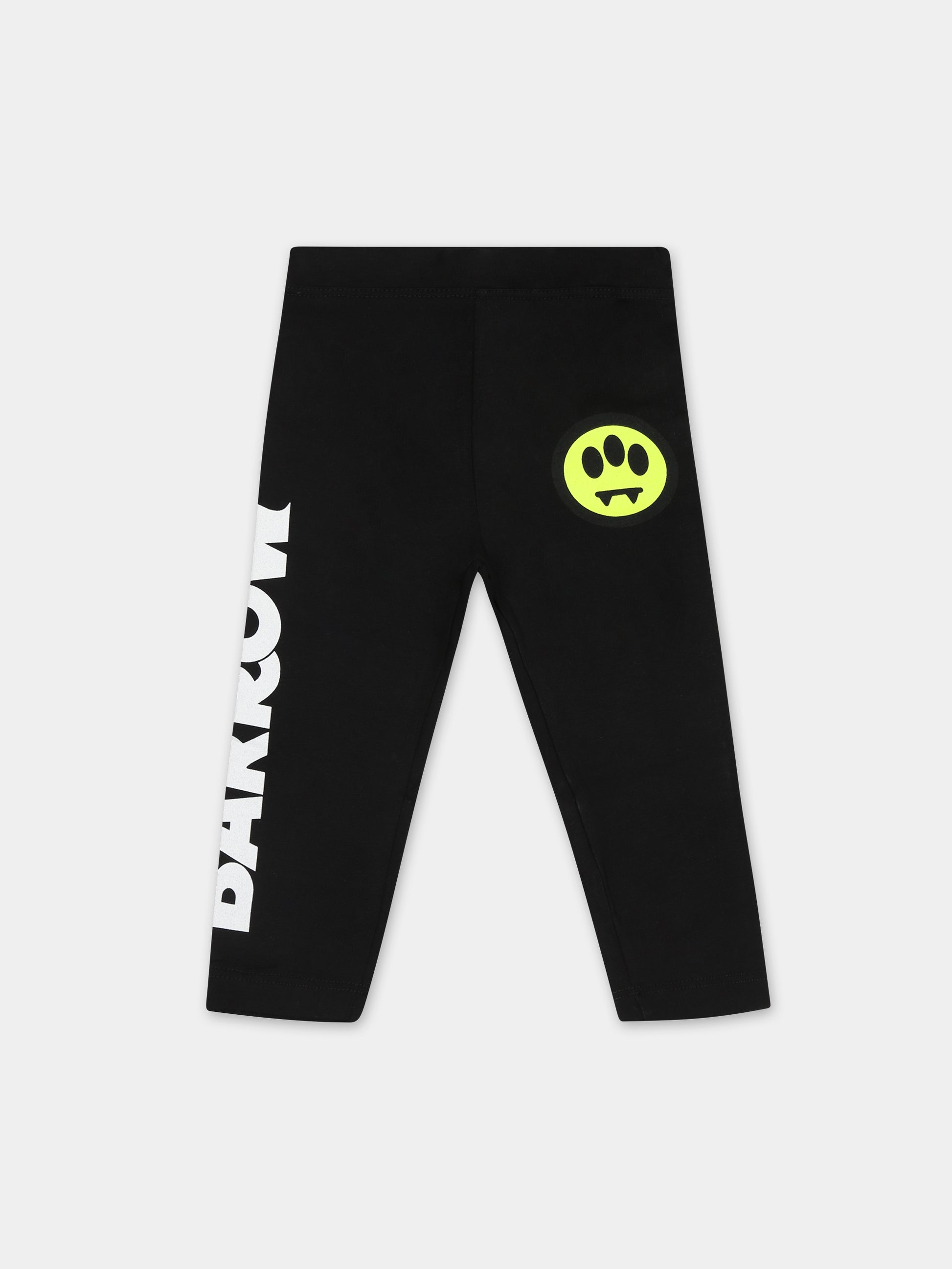 Leggings neri per neonata con smile e logo,Barrow,F3BKNGLG116 110