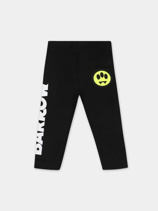Leggings neri per neonata con smile e logo,Barrow,F3BKNGLG116 110