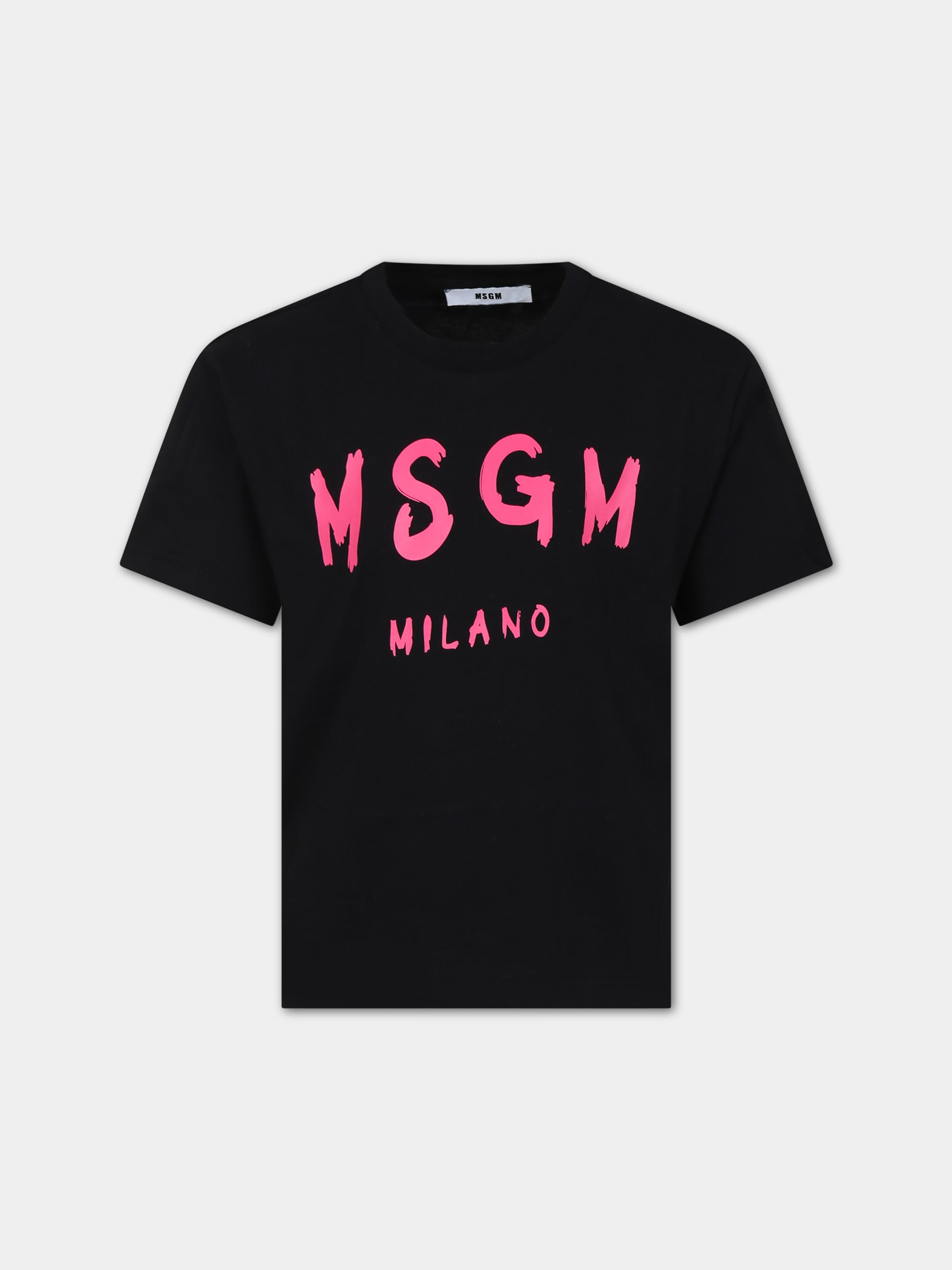 T-shirt nera per bambina con logo,Msgm Kids,F3MSJUTH012 110