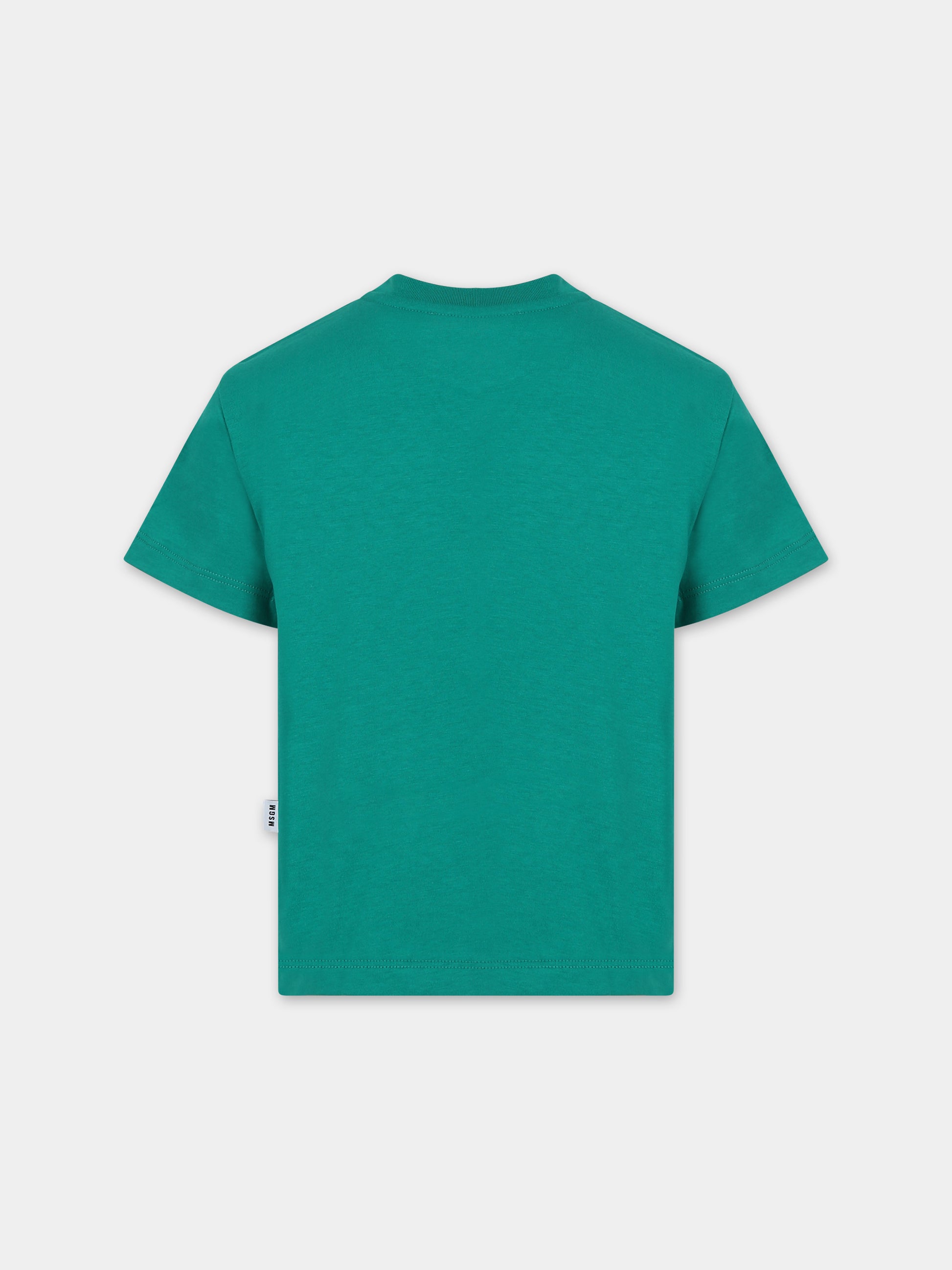 T-shirt verde per bambini con logo,Msgm Kids,F3MSJUTH010 080