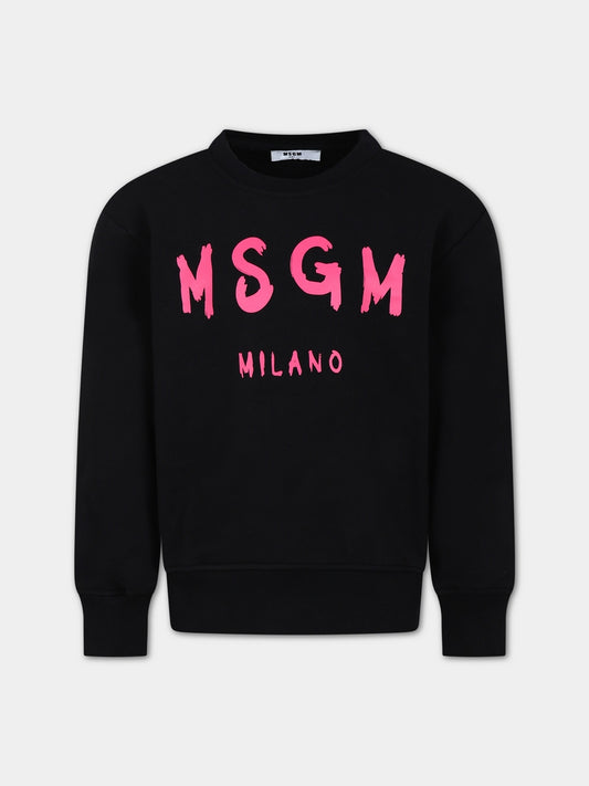 Felpa nera per bambina con logo,Msgm Kids,F3MSJUSW023 110