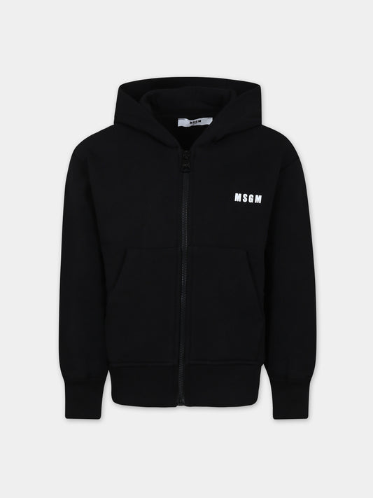 Felpa nera per bambini con logo,Msgm Kids,F3MSJUZH016 110