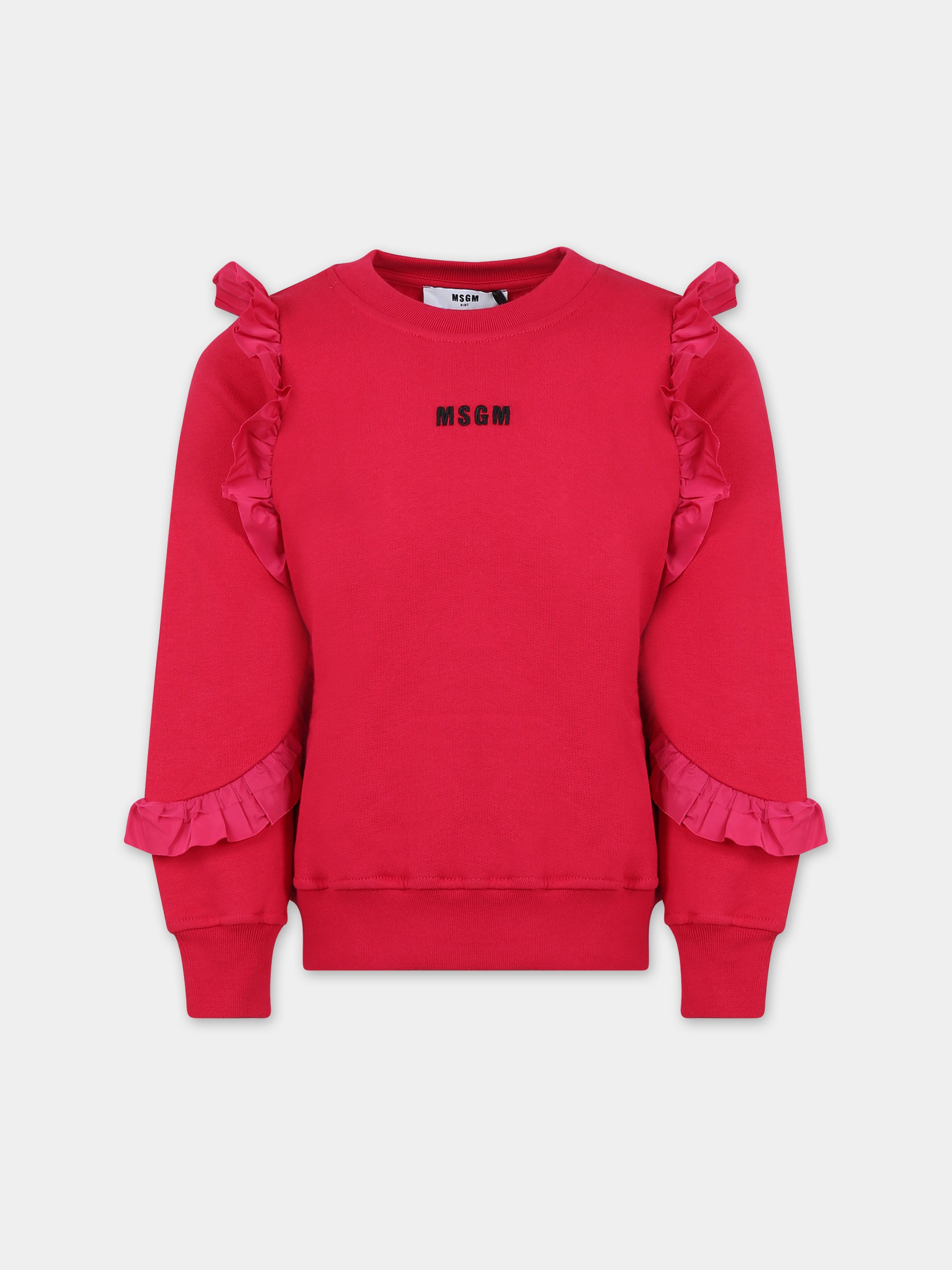 Felpa fucsia per bambina con logo,Msgm Kids,F3MSJGSW190 044