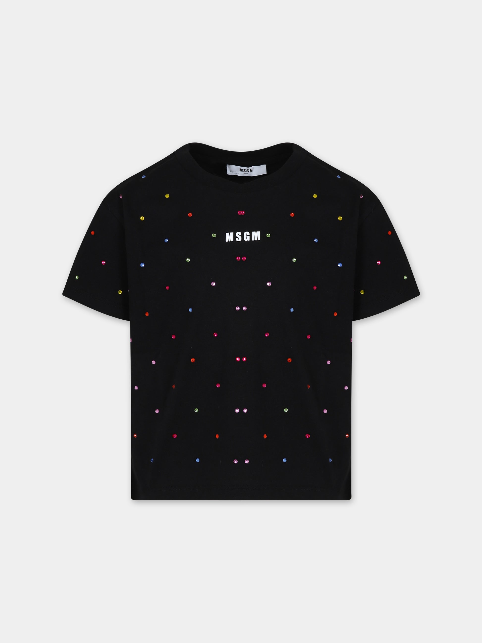 T-shirt nera per bambina con logo,Msgm Kids,F3MSJGTH085 110