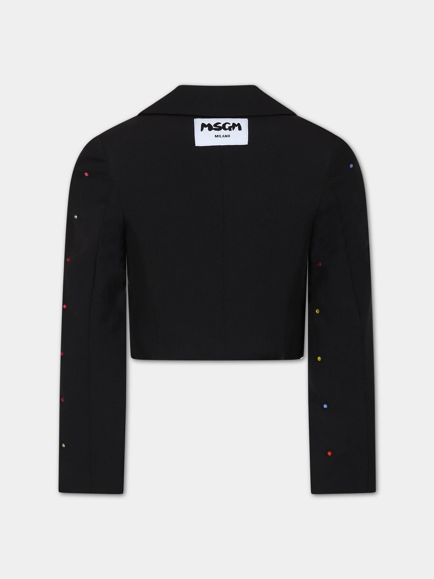 Giacca nera per bambina con strass,Msgm Kids,F3MSJGJK099 110