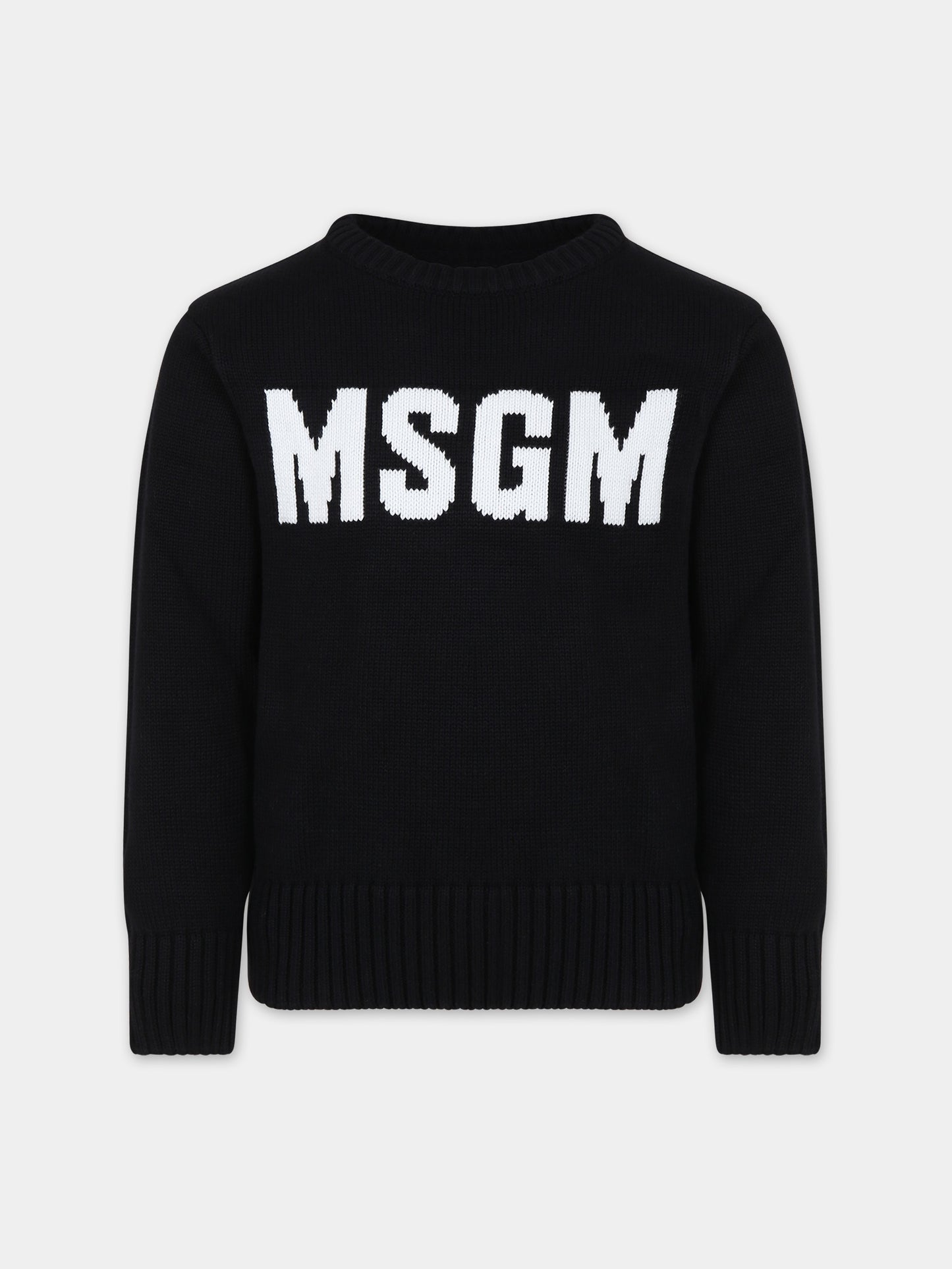 Maglione nero per bambini con logo,Msgm Kids,F3MSJUJP153 110