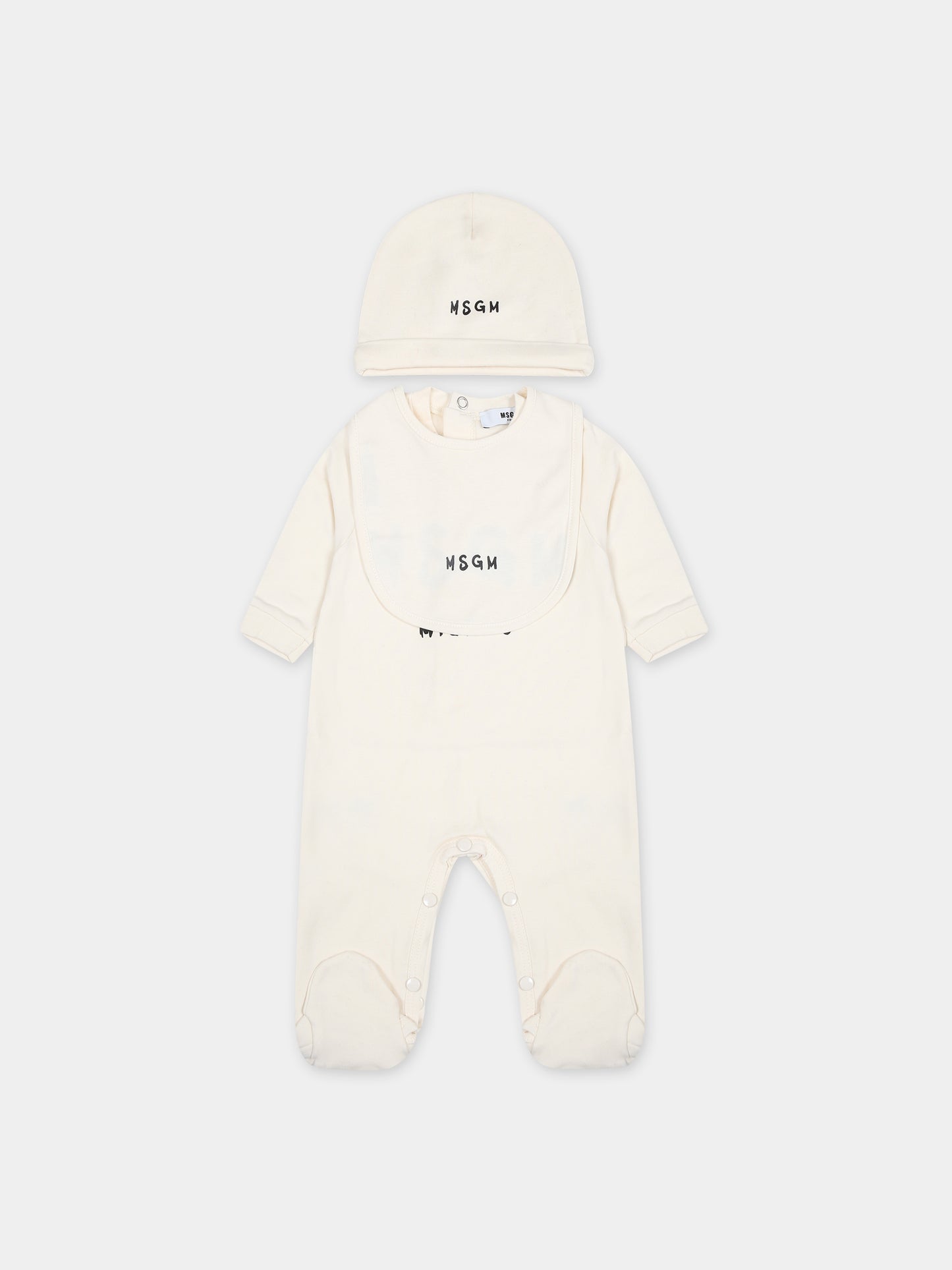 Set avorio per neonati con logo,Msgm Kids,F3MSUBRS035 013