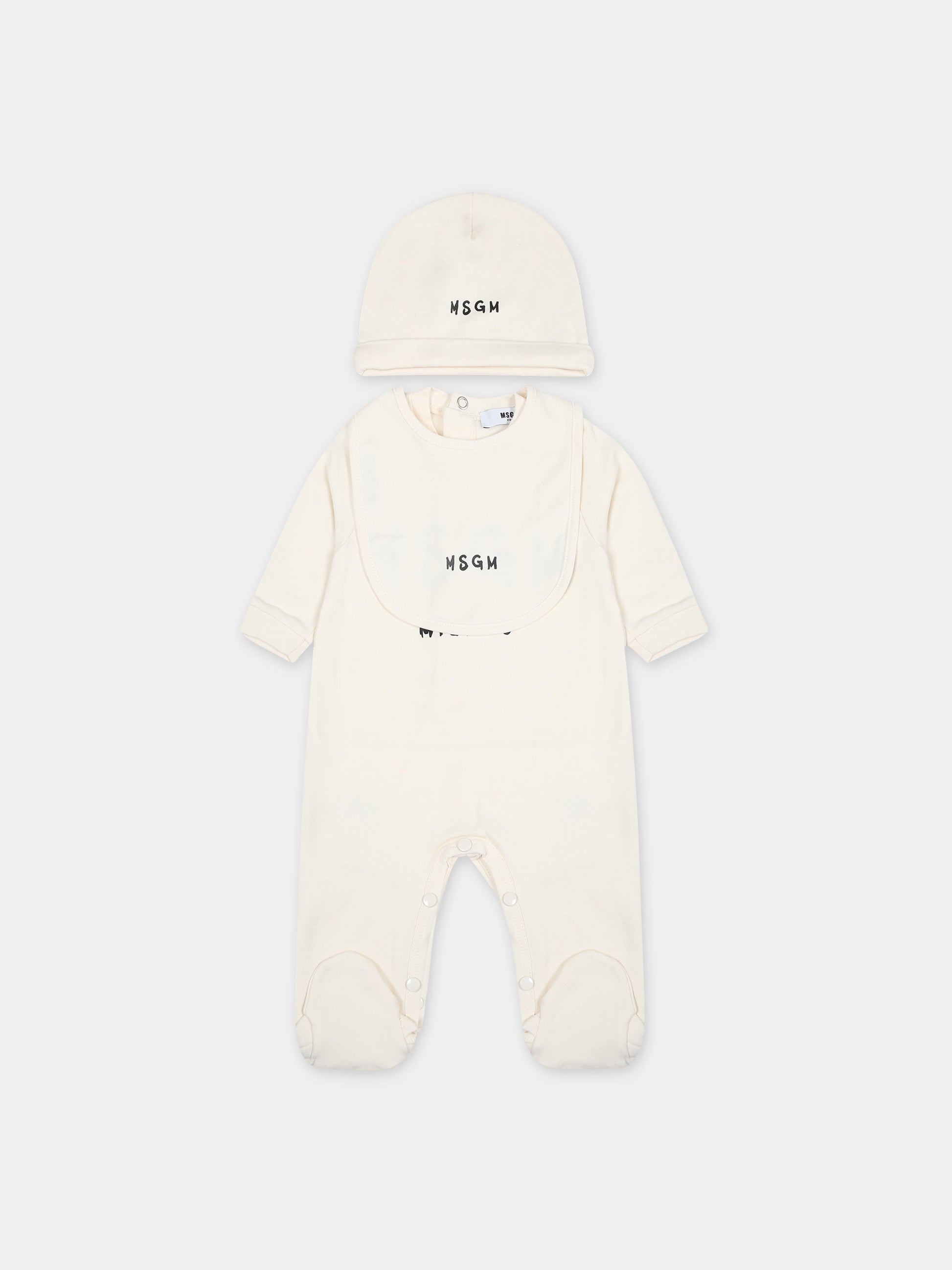 Set avorio per neonati con logo,Msgm Kids,F3MSUBRS035 013