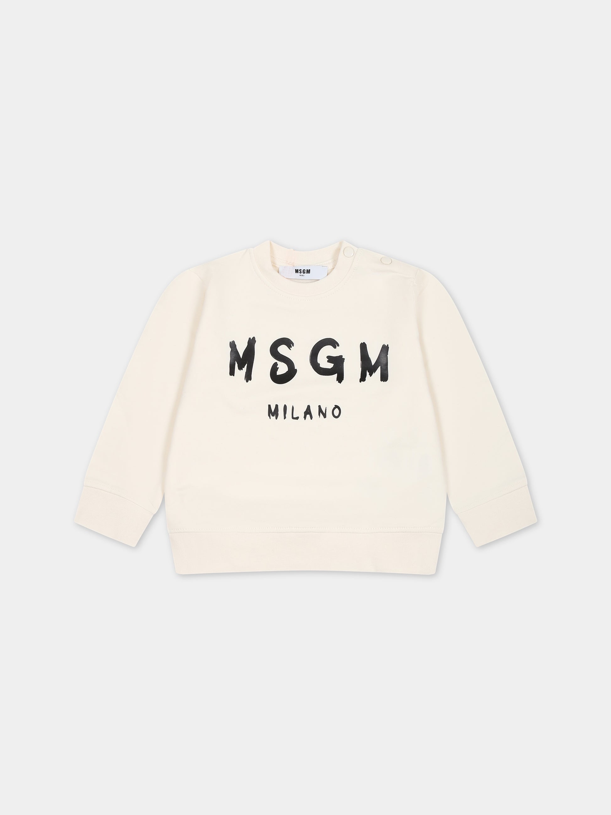 Felpa avorio per neonati con logo,Msgm Kids,F3MSUNSW041 013