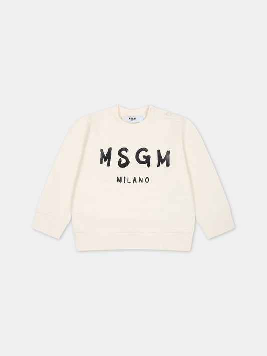 Felpa avorio per neonati con logo,Msgm Kids,F3MSUNSW041 013