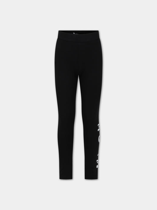 Leggings neri per bambina con logo,Msgm Kids,F3MSJGLG029 110