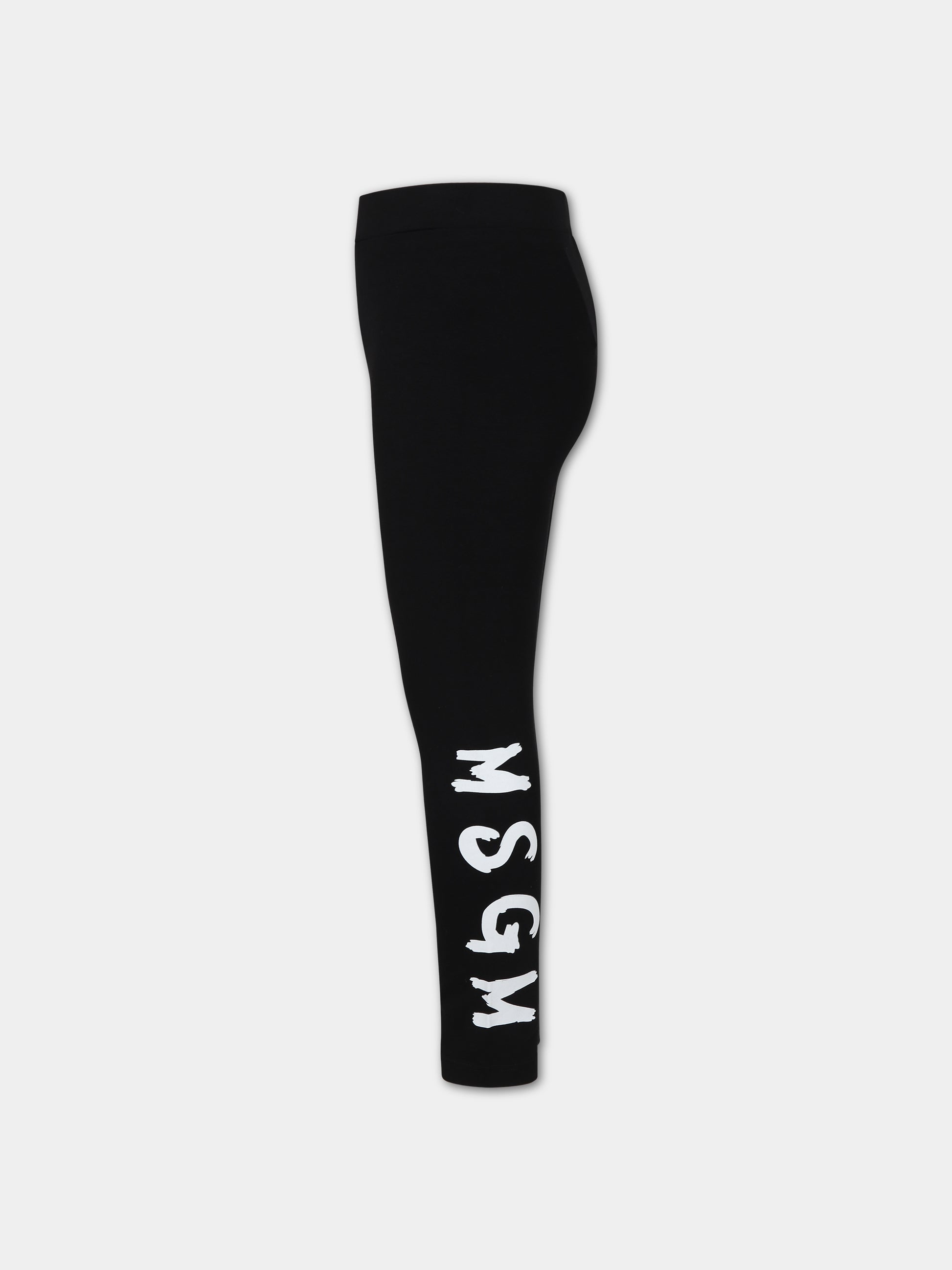Leggings neri per bambina con logo,Msgm Kids,F3MSJGLG029 110