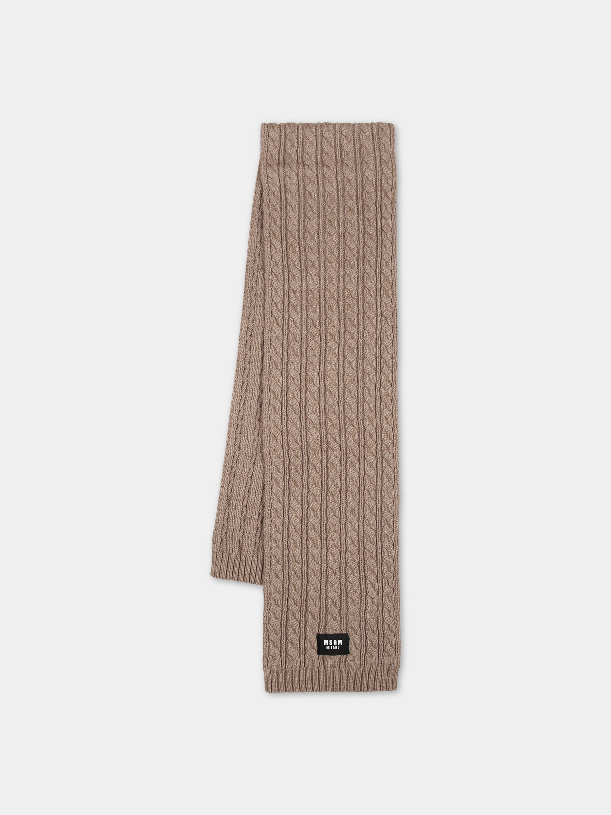 Sciarpa beige per bambini con logo,Msgm Kids,F3MSJUSC056 015