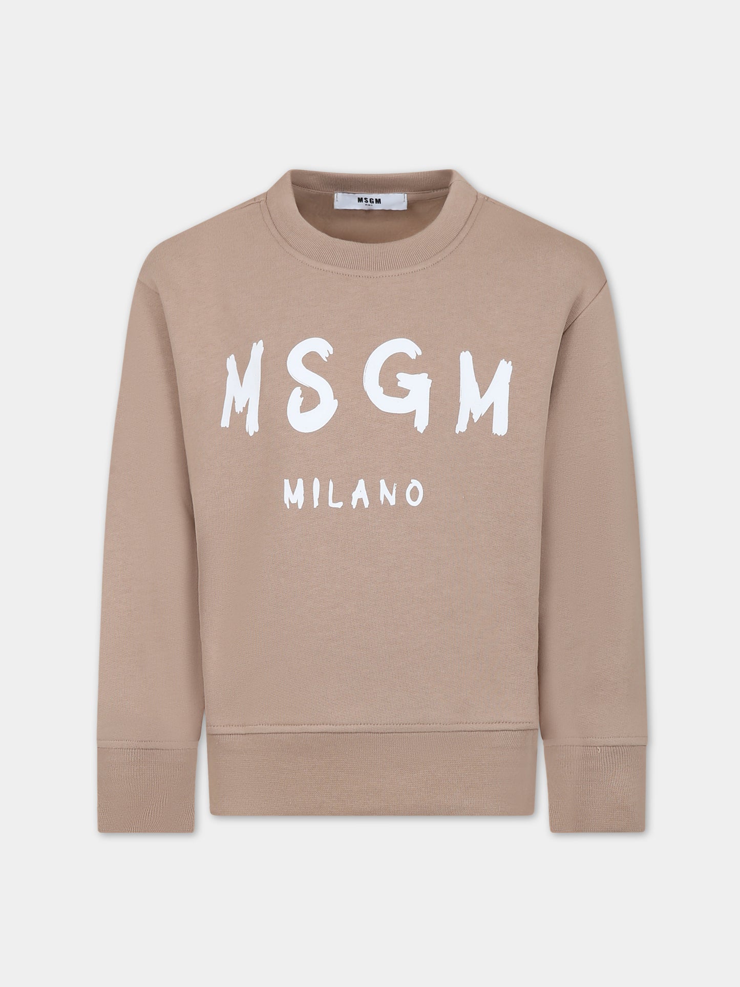 Felpa beige per bambini con logo,Msgm Kids,F3MSJUSW022 015