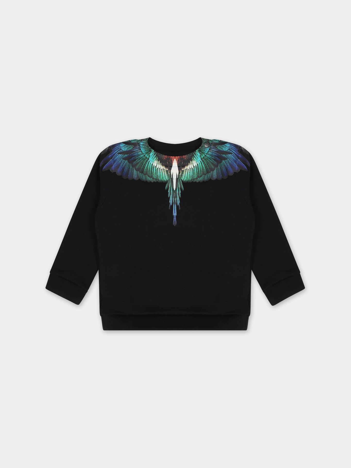Felpa nera per neonato con multicolor Icon Wings,Marcelo Burlon Kids,CBXC001F23FLE0011045