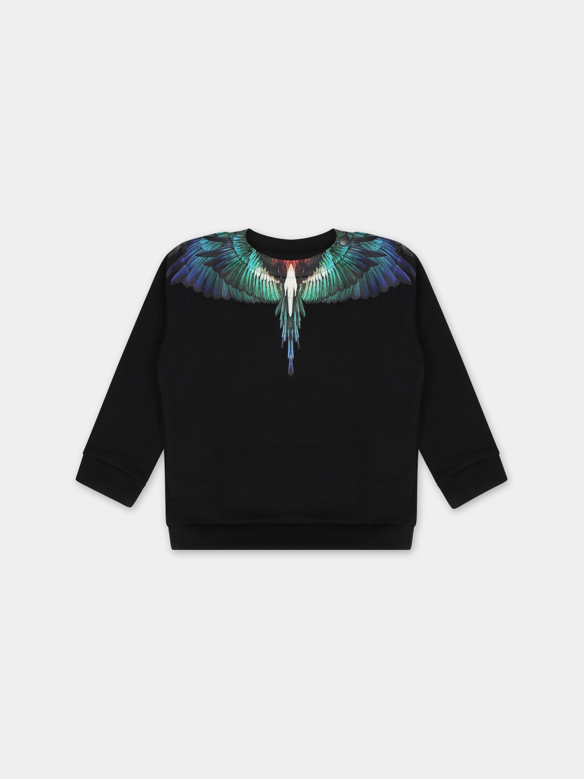 Felpa nera per neonato con multicolor Icon Wings,Marcelo Burlon Kids,CBXC001F23FLE0011045