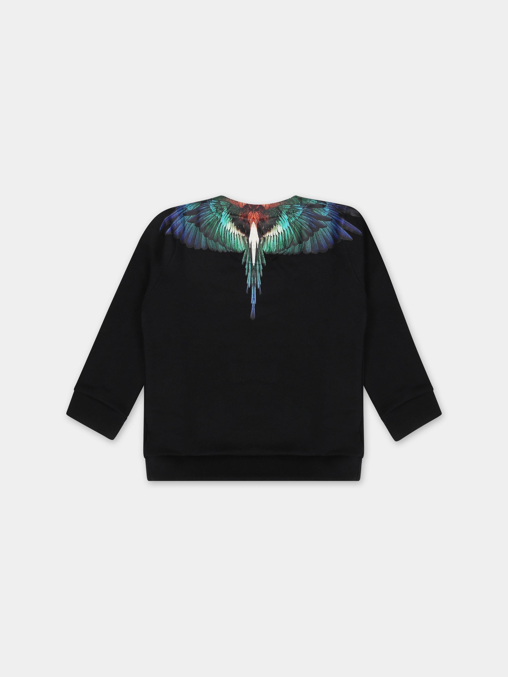 Felpa nera per neonato con multicolor Icon Wings,Marcelo Burlon Kids,CBXC001F23FLE0011045