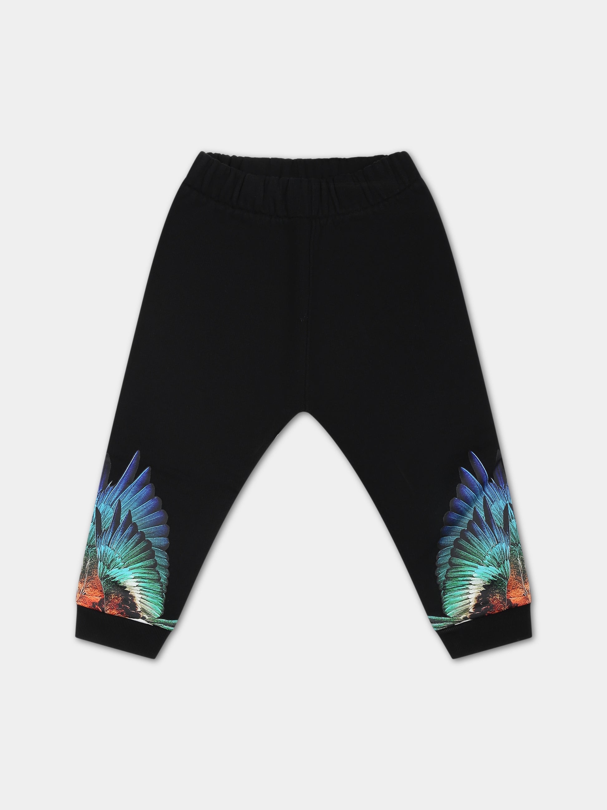 Pantaloni neri per neonato con ali,Marcelo Burlon Kids,CBXD001F23FLE0011045