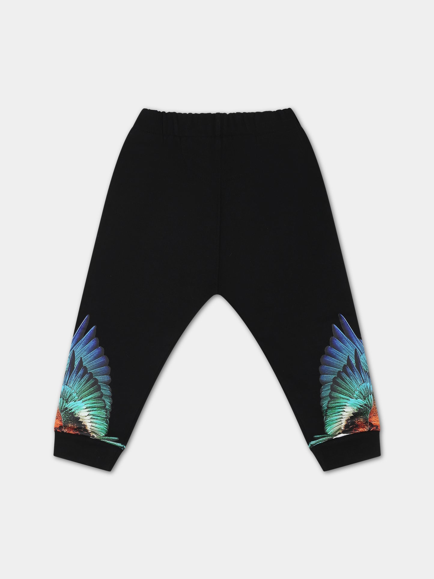 Pantaloni neri per neonato con ali,Marcelo Burlon Kids,CBXD001F23FLE0011045