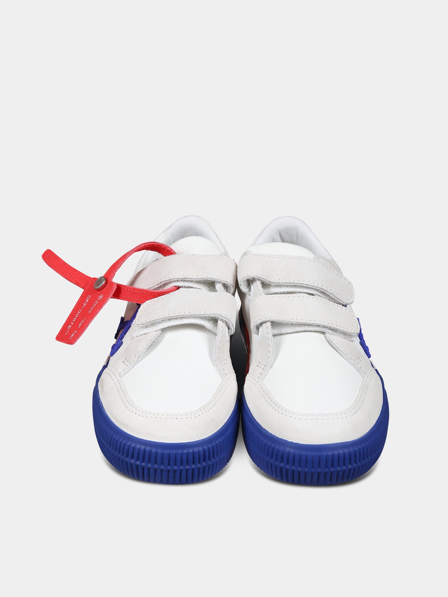 Sneakers basse bianche per bambini con iconica freccia,Off White,OBIA005F23LEA0010169