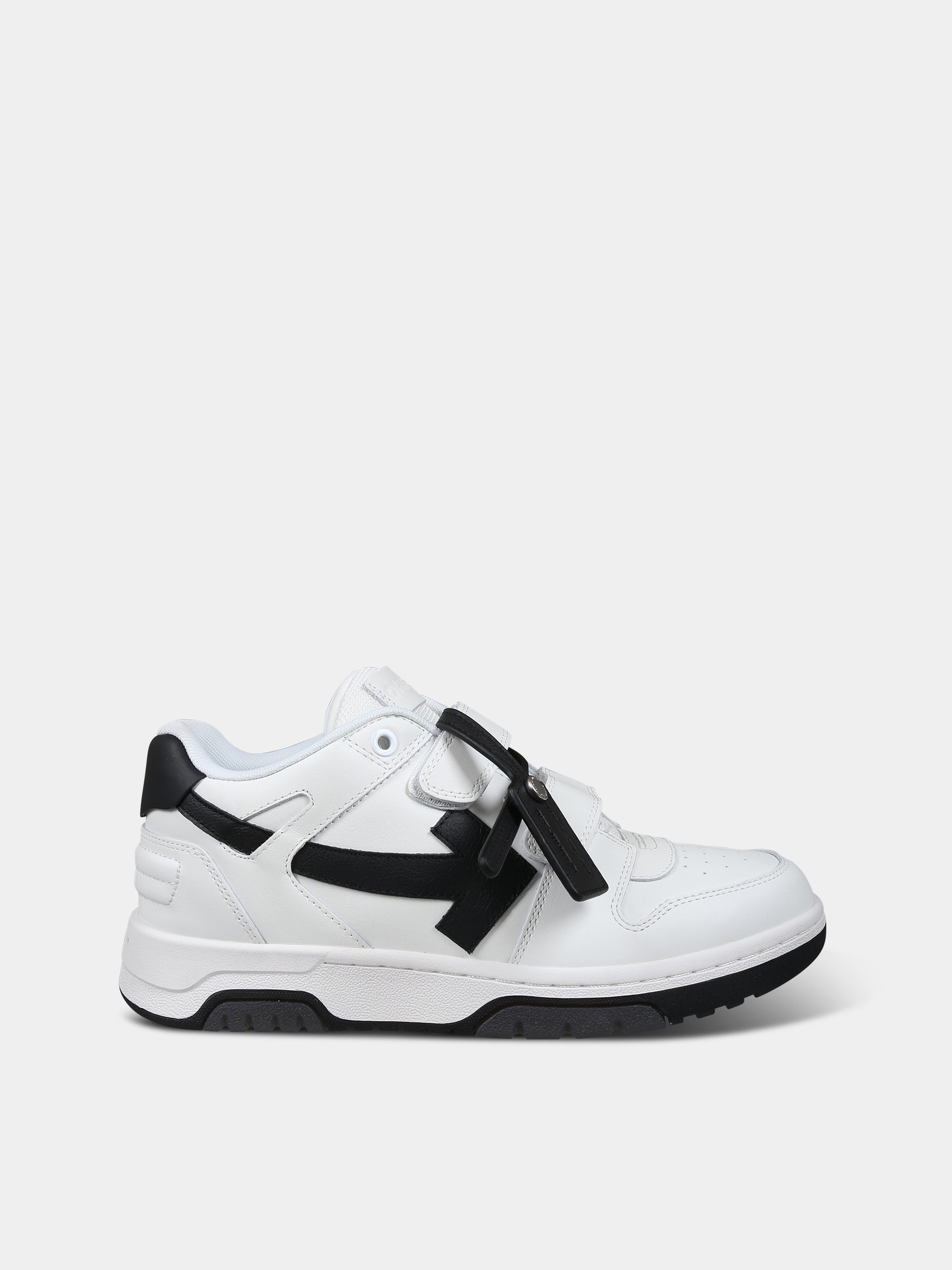 Sneakers basse bianche per bambini con iconica freccia,Off White,OBIA008F23LEA0010110