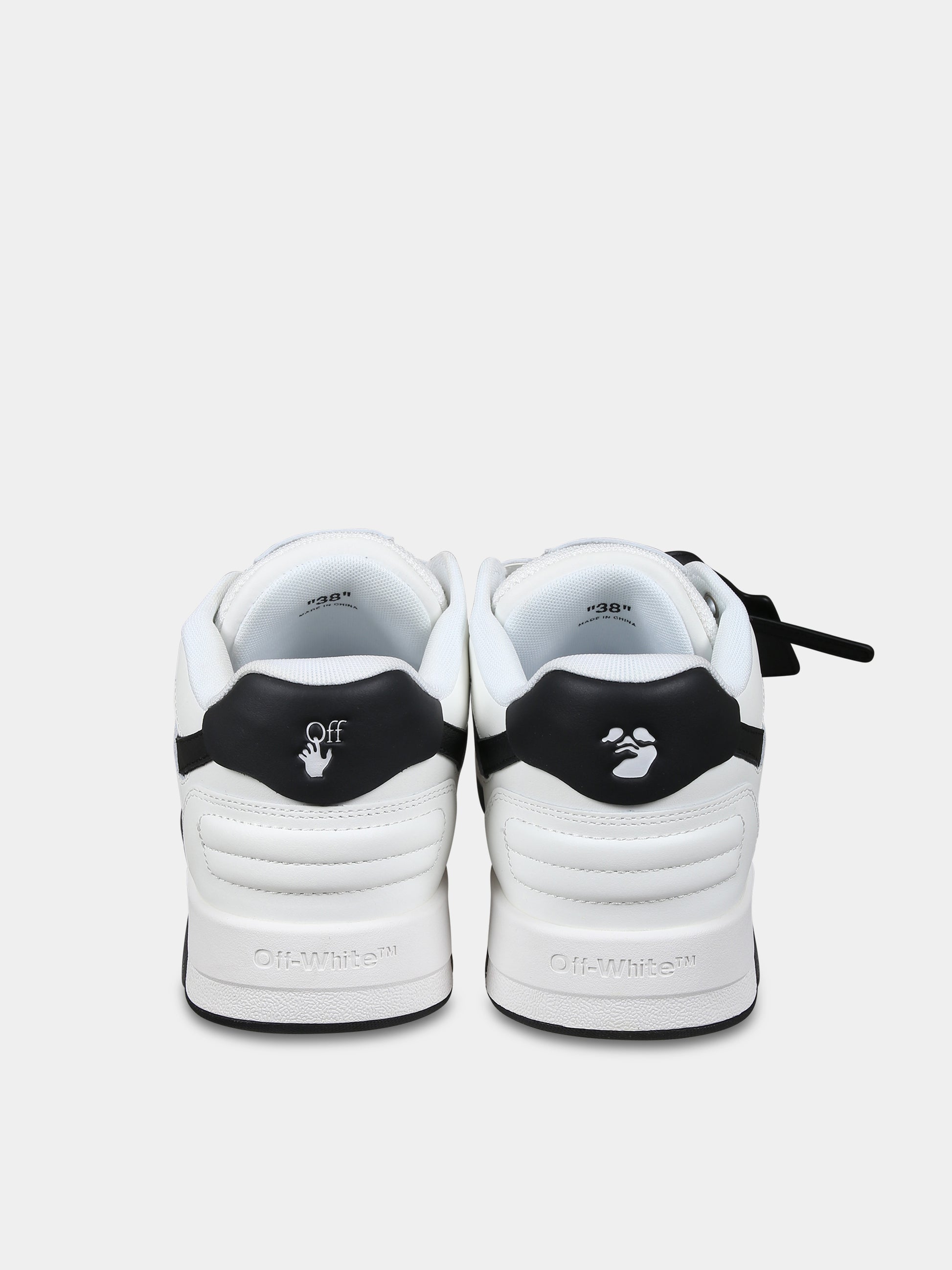 Sneakers basse bianche per bambini con iconica freccia,Off White,OBIA008F23LEA0010110