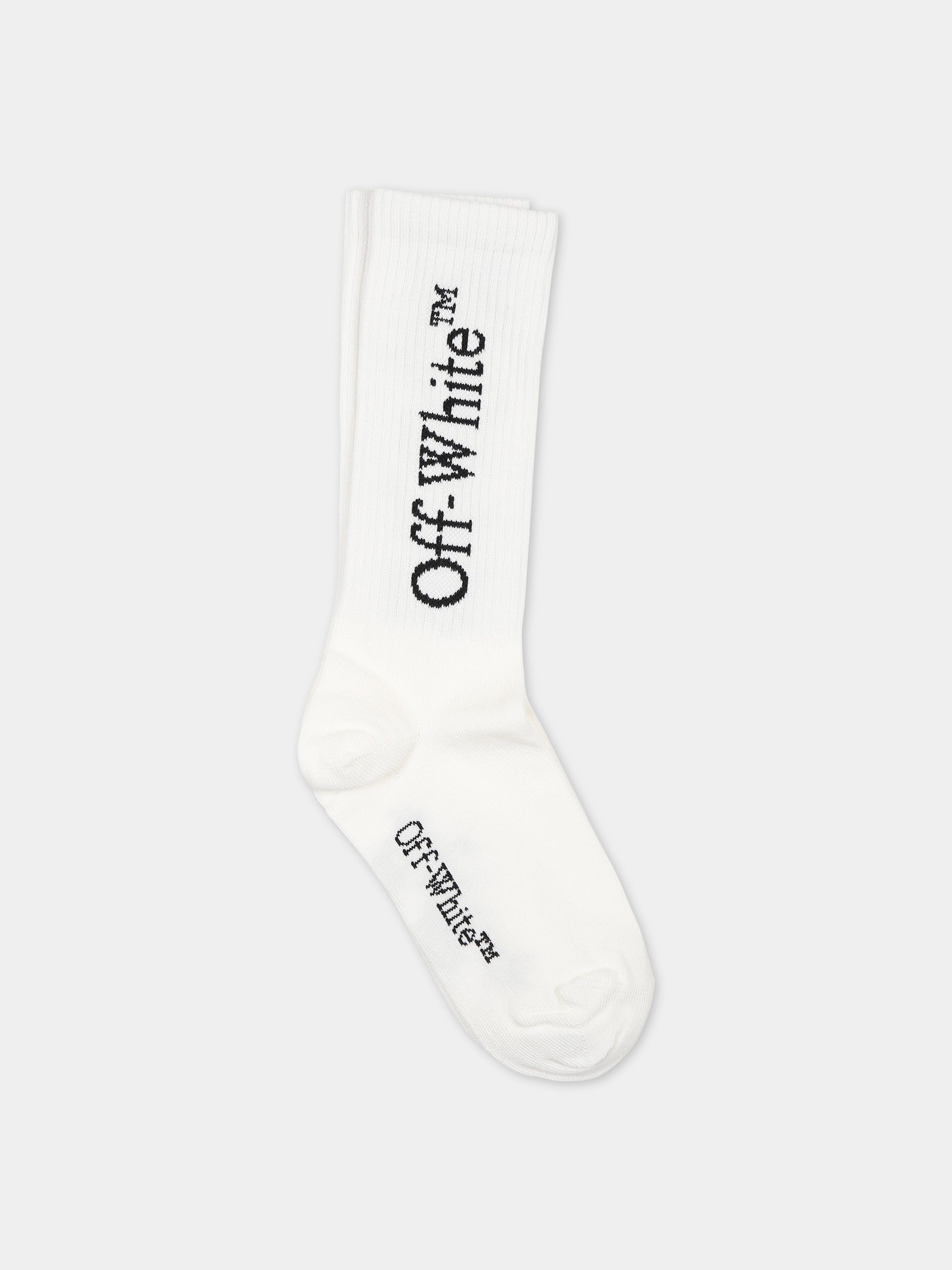 Calze bianche per bambini con logo,Off White,OBRA003C99KNI0010110