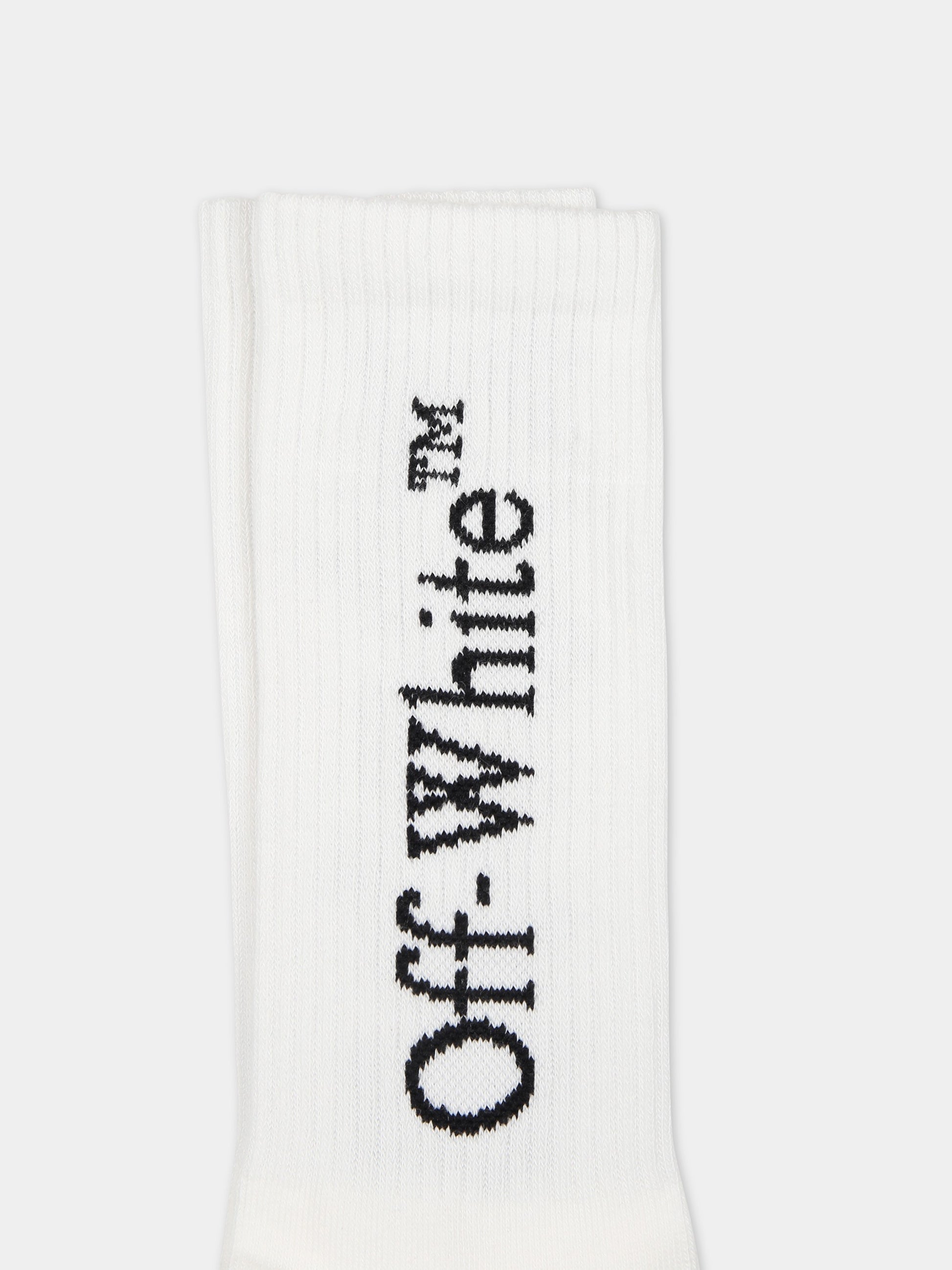 Calze bianche per bambini con logo,Off White,OBRA003C99KNI0010110