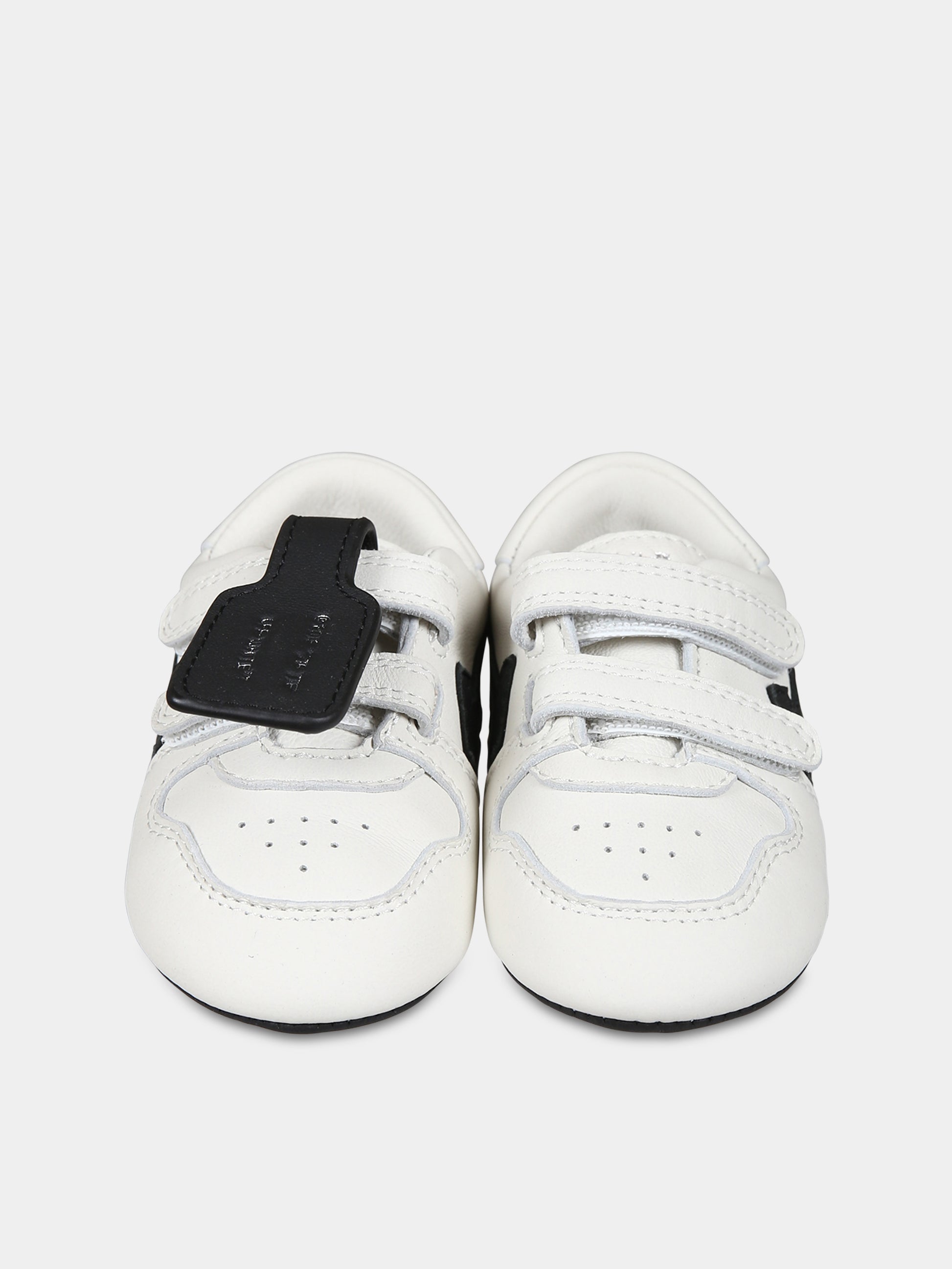 Sneakers basse bianche da culla per neonati con iconica freccia,Off White,OBXI001F23LEA0010110
