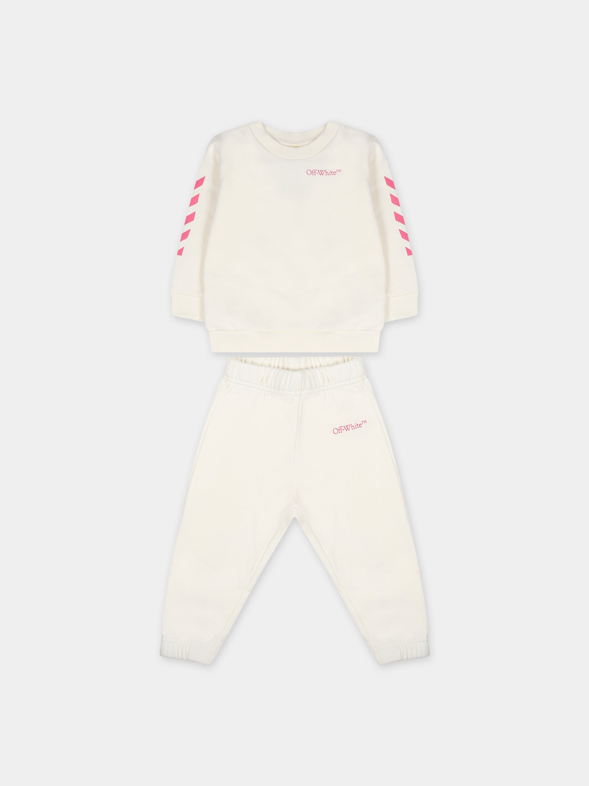 Completo bianco per neonata con logo,Off White,OG2X003F23FLE0010332